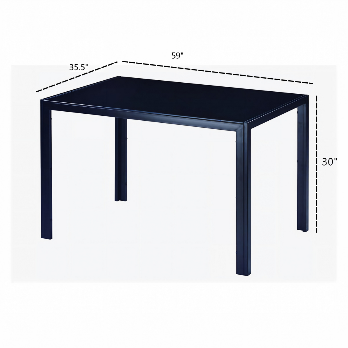 DT014-Black Tempered Glass Dining Table