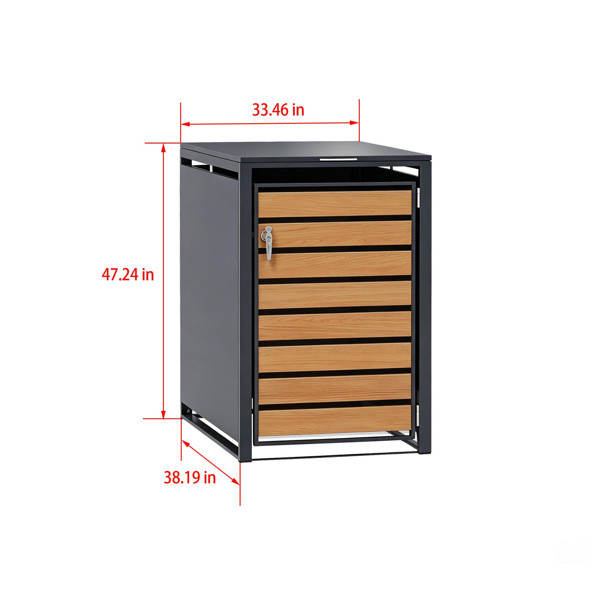 96 GALLON SINGLE-DOOR STEEL TRASH CAN ENCLOSURE  WITH  NATURE WOOD GRAIN FRONT DOOR