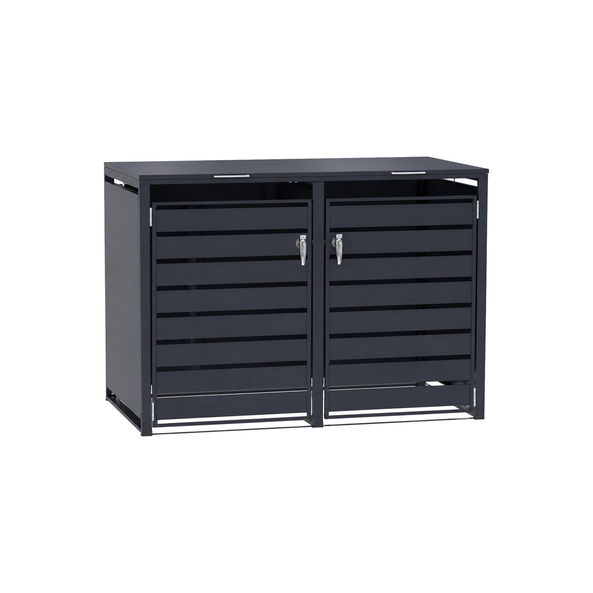 96 GALLON GREY DOUBLE-DOOR STEEL TRASH CAN ENCLOSURE