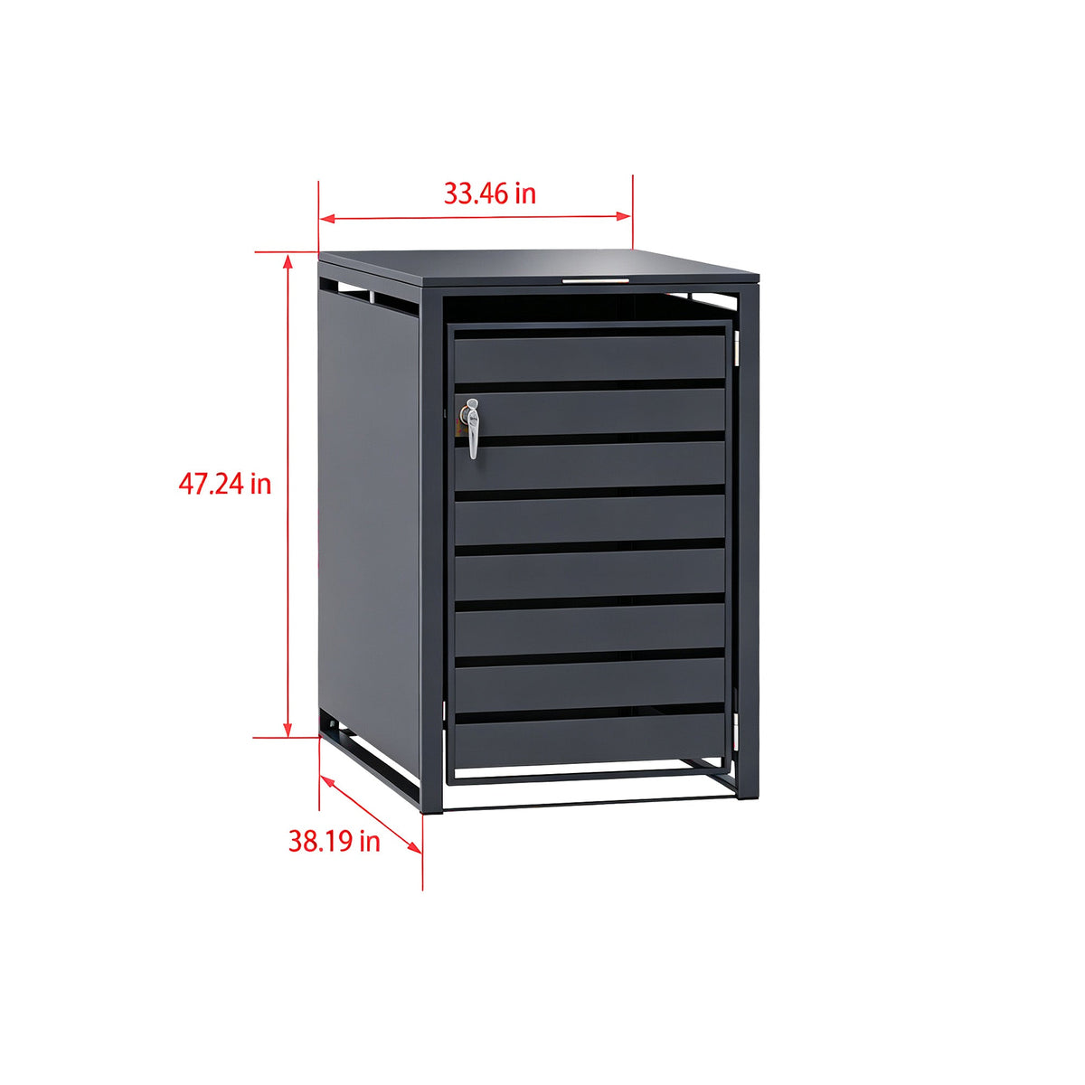 96 GALLON GREY SINGLE-DOOR STEEL TRASH CAN ENCLOSURE