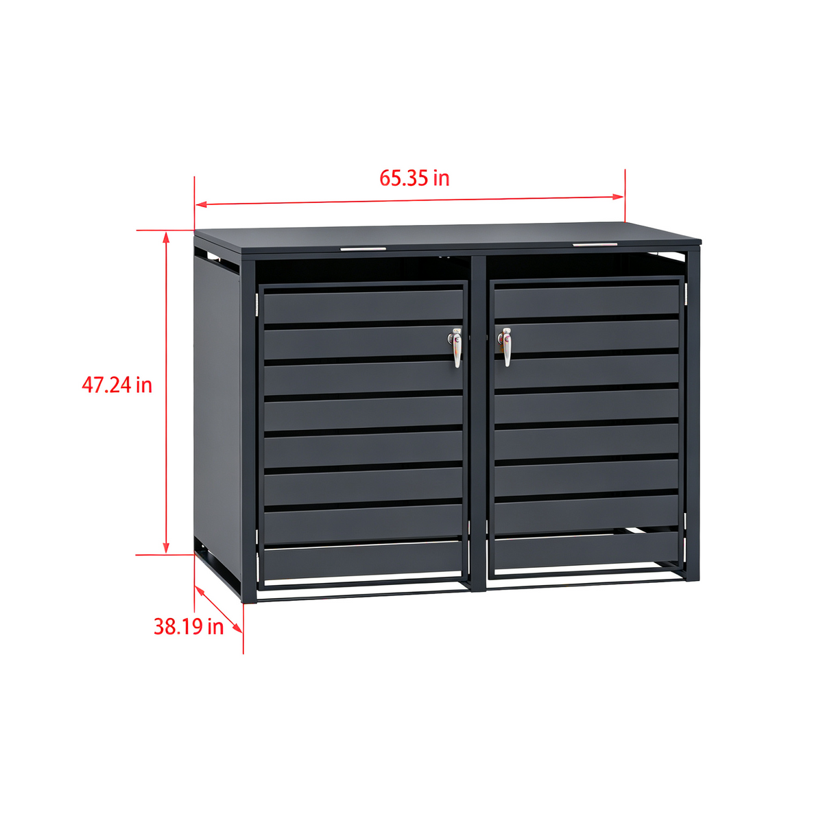 96 GALLON GREY DOUBLE-DOOR STEEL TRASH CAN ENCLOSURE