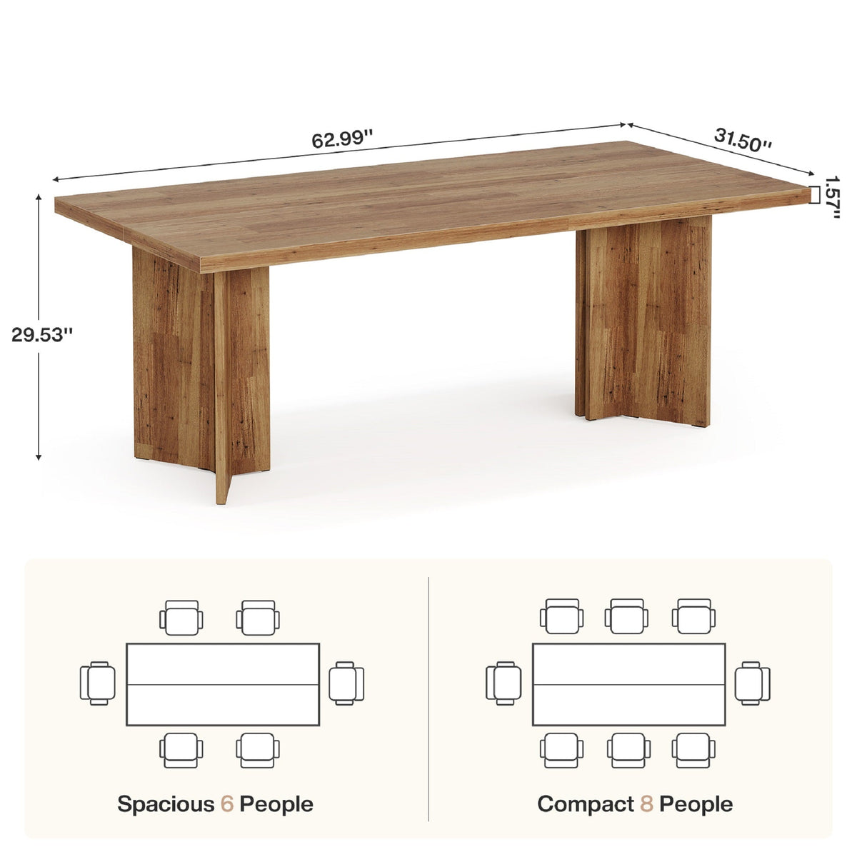 Contemporary Rectangular Dining Table with Sculptural Base
