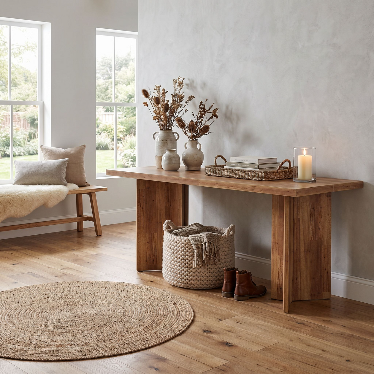 Contemporary Rectangular Dining Table with Sculptural Base