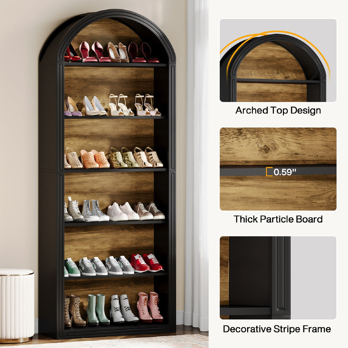 Arched Multi-Tier Display & Storage Bookcase