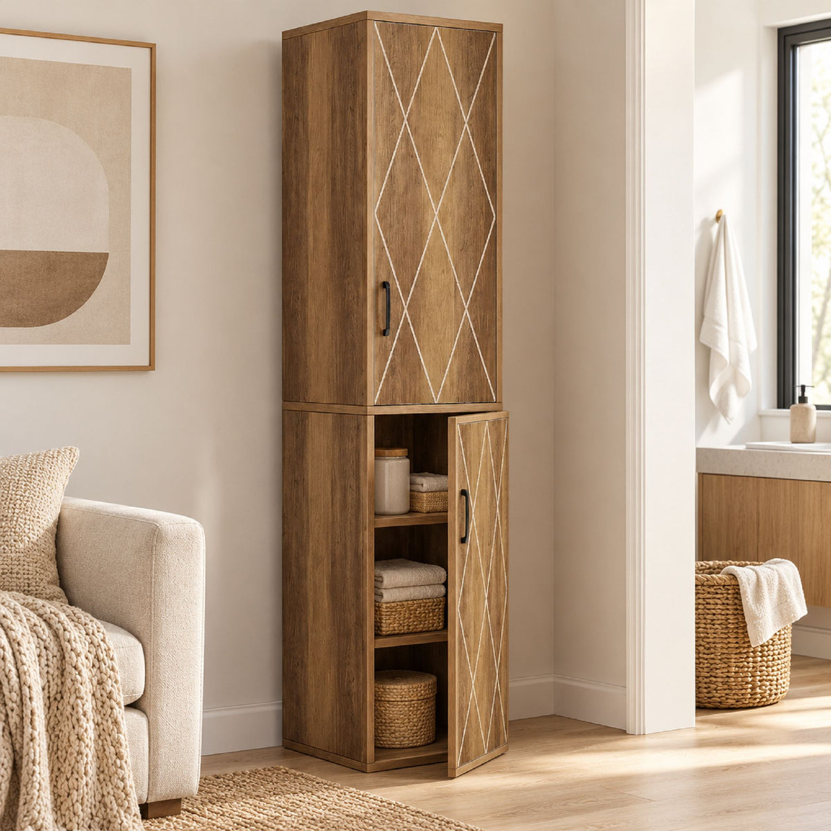 Tall Display Storage Shelf with Enclosed Side Panels