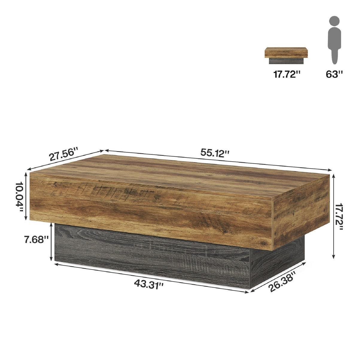 Farmhouse Coffee Table with Statement Pedestal Base