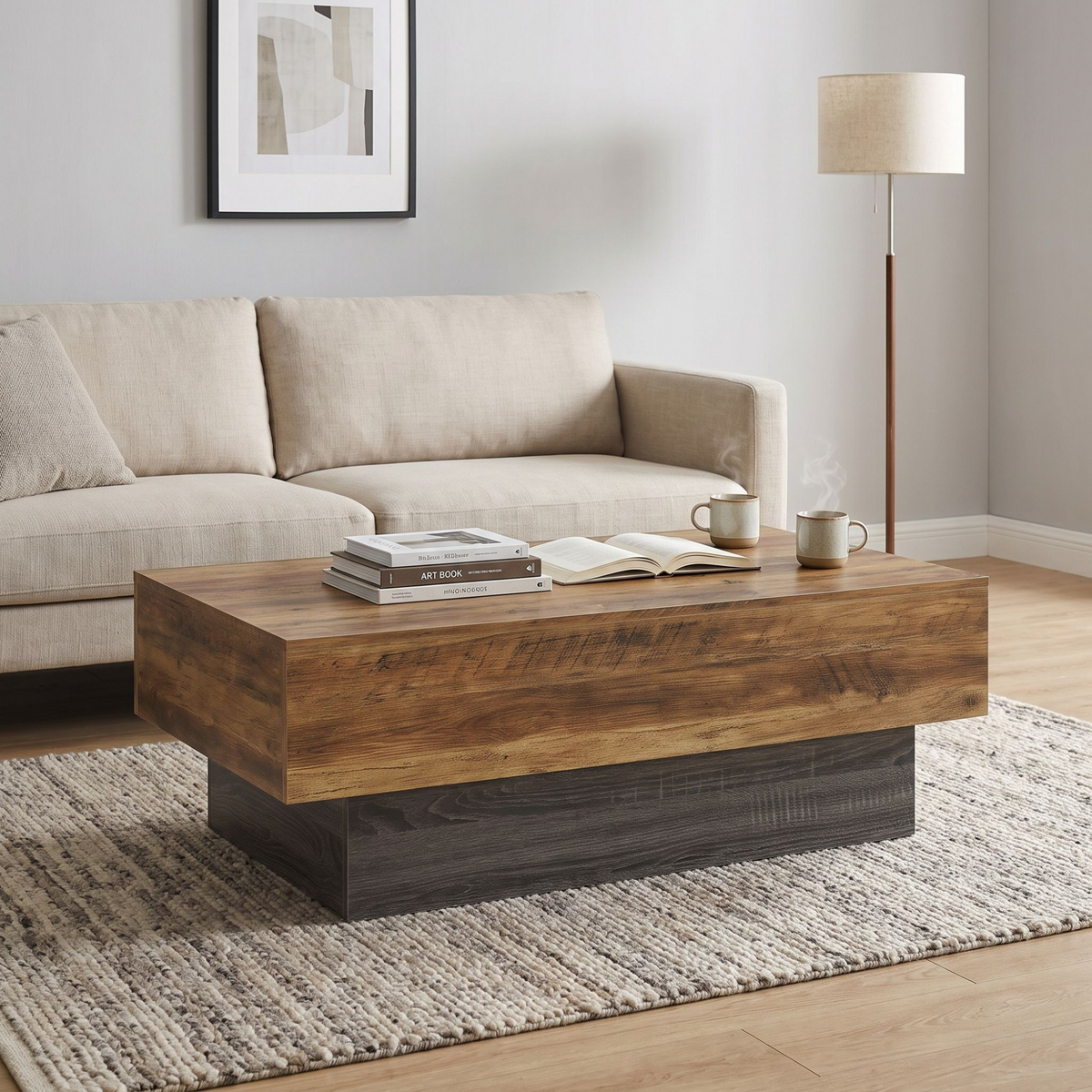 Farmhouse Coffee Table with Statement Pedestal Base