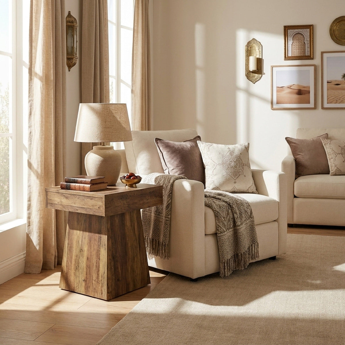 Modern Square Side Table with Broad Base