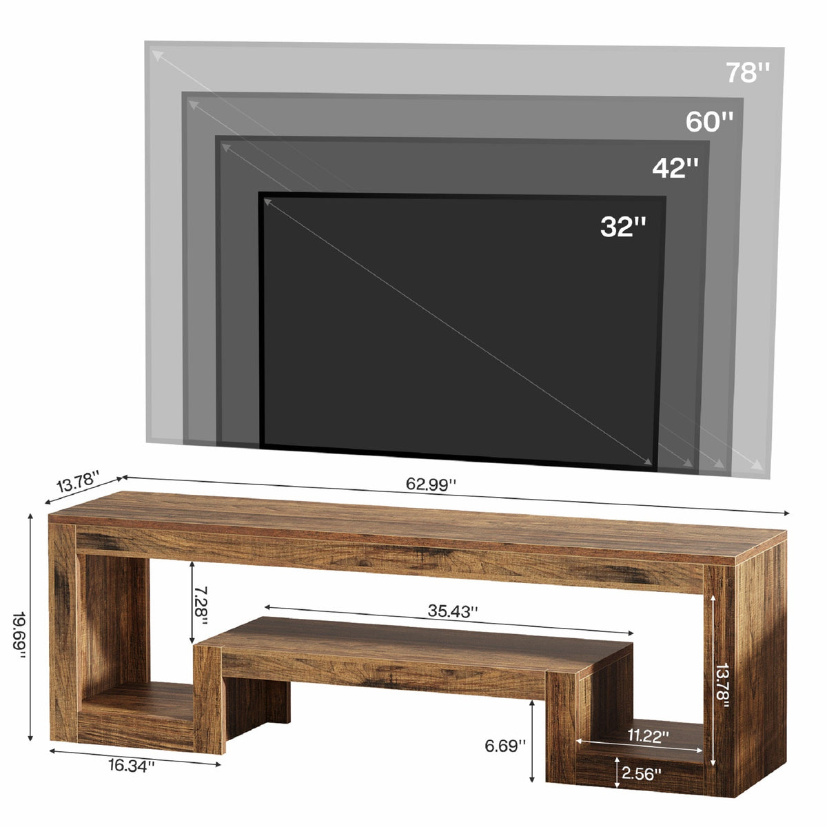 Modern Media Console TV Stand with Open Display Storage