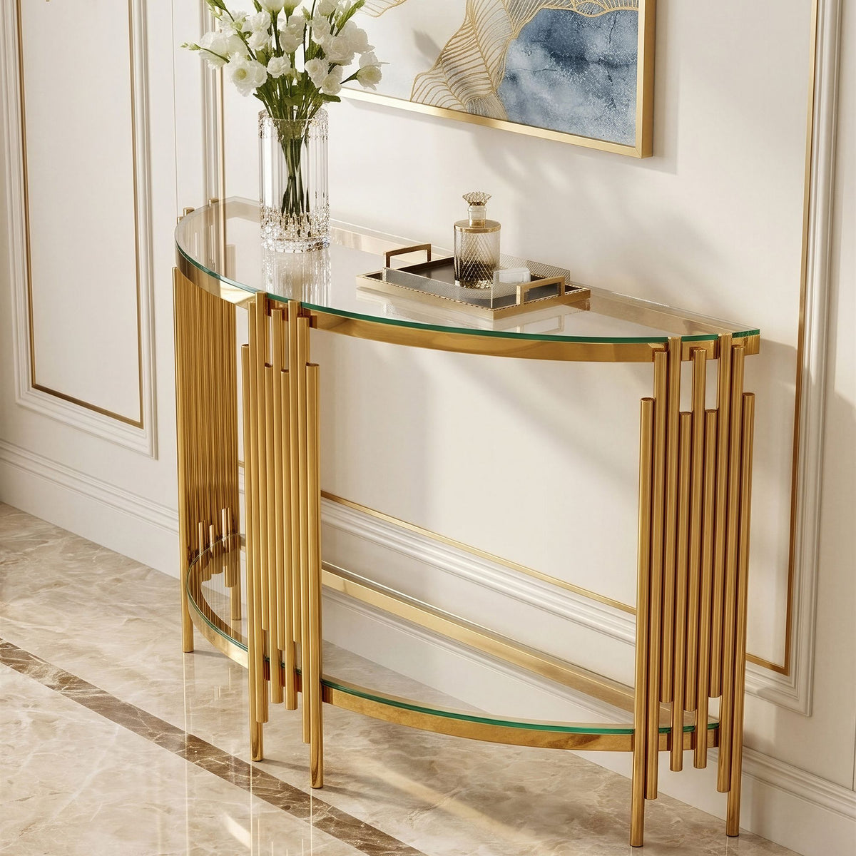 Stainless steel console table