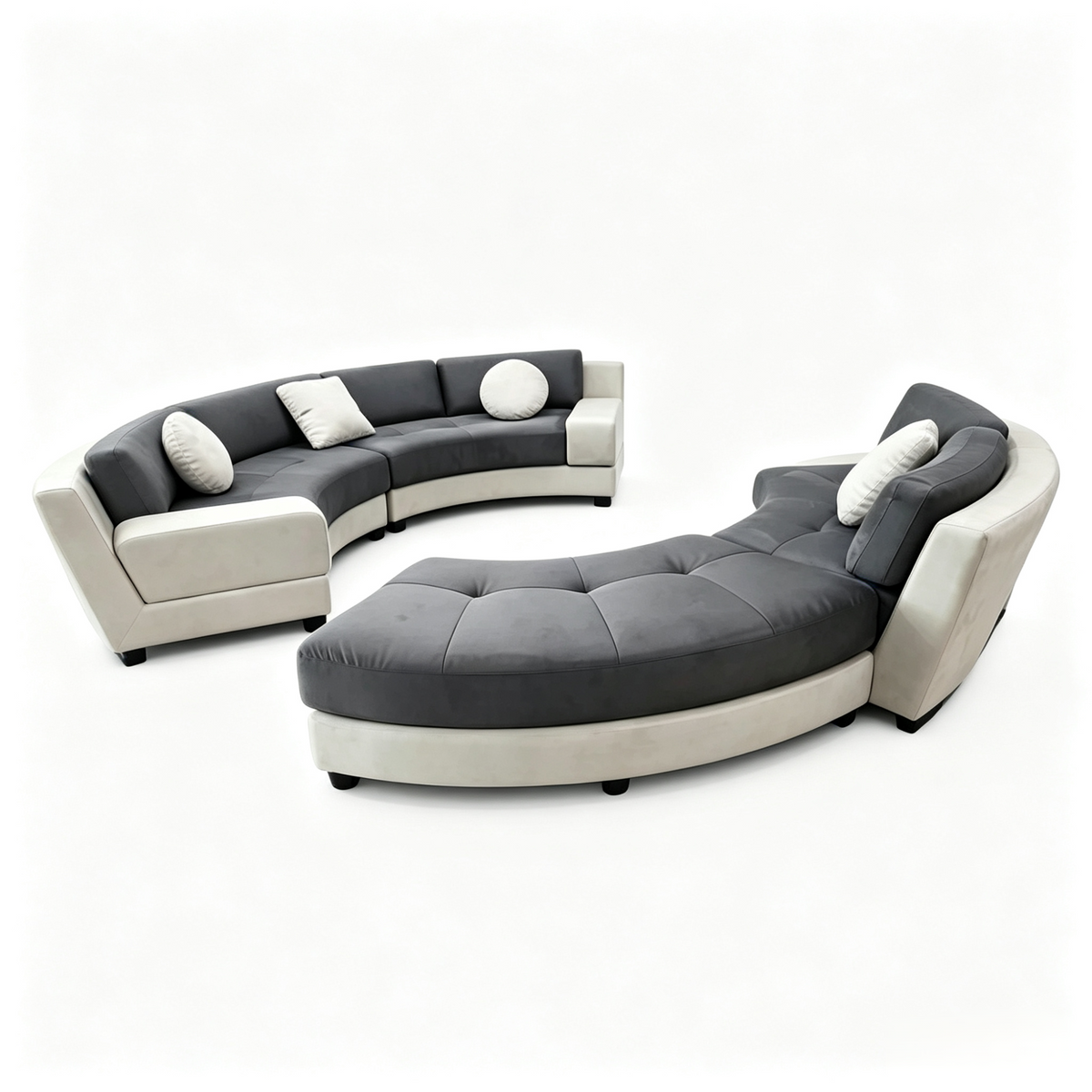 4PCS 160" Semi Circular Round Microfiber Fabric Sectional Sofa set
