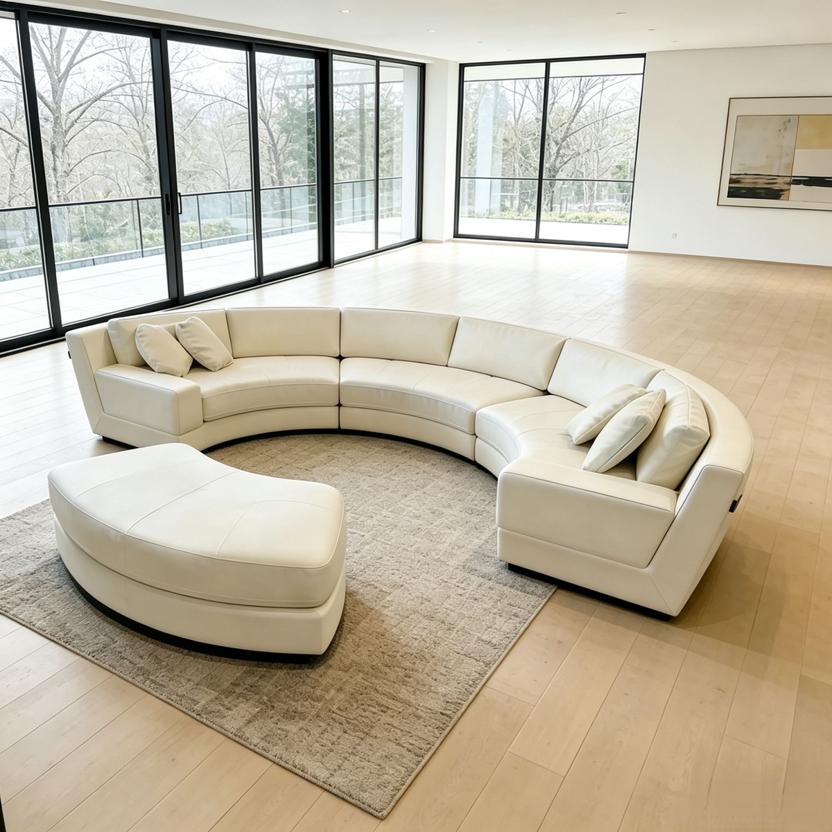 4 Piece S606 Modern Semi Circular Modular Leather Curved Sectional Sofa