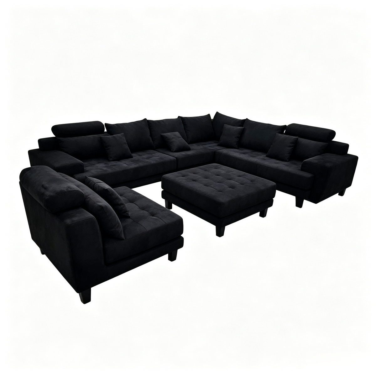 5-Piece S150DDG Modern Microfiber Reversible Sectional Fabric Sofa Set