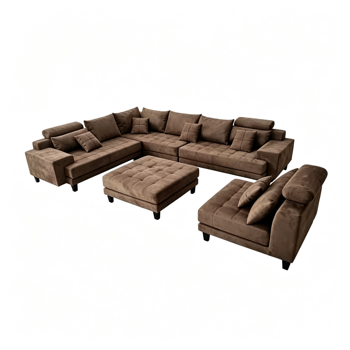 5-Piece S150DDG Modern Microfiber Reversible Sectional Fabric Sofa Set
