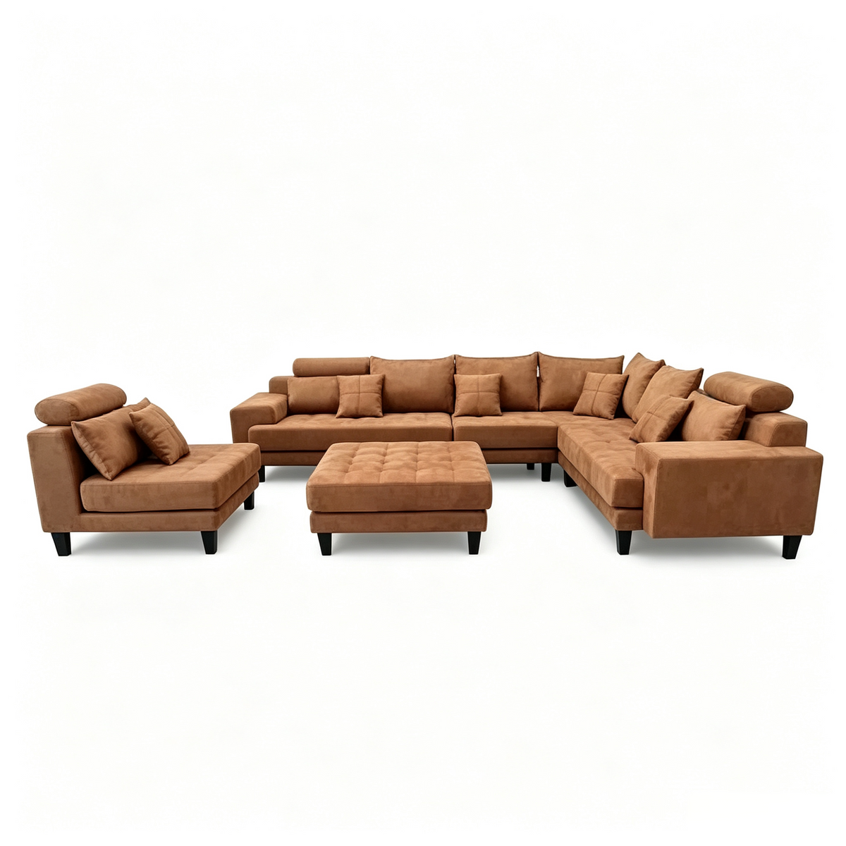 5-Piece S150DDG Modern Microfiber Reversible Sectional Fabric Sofa Set