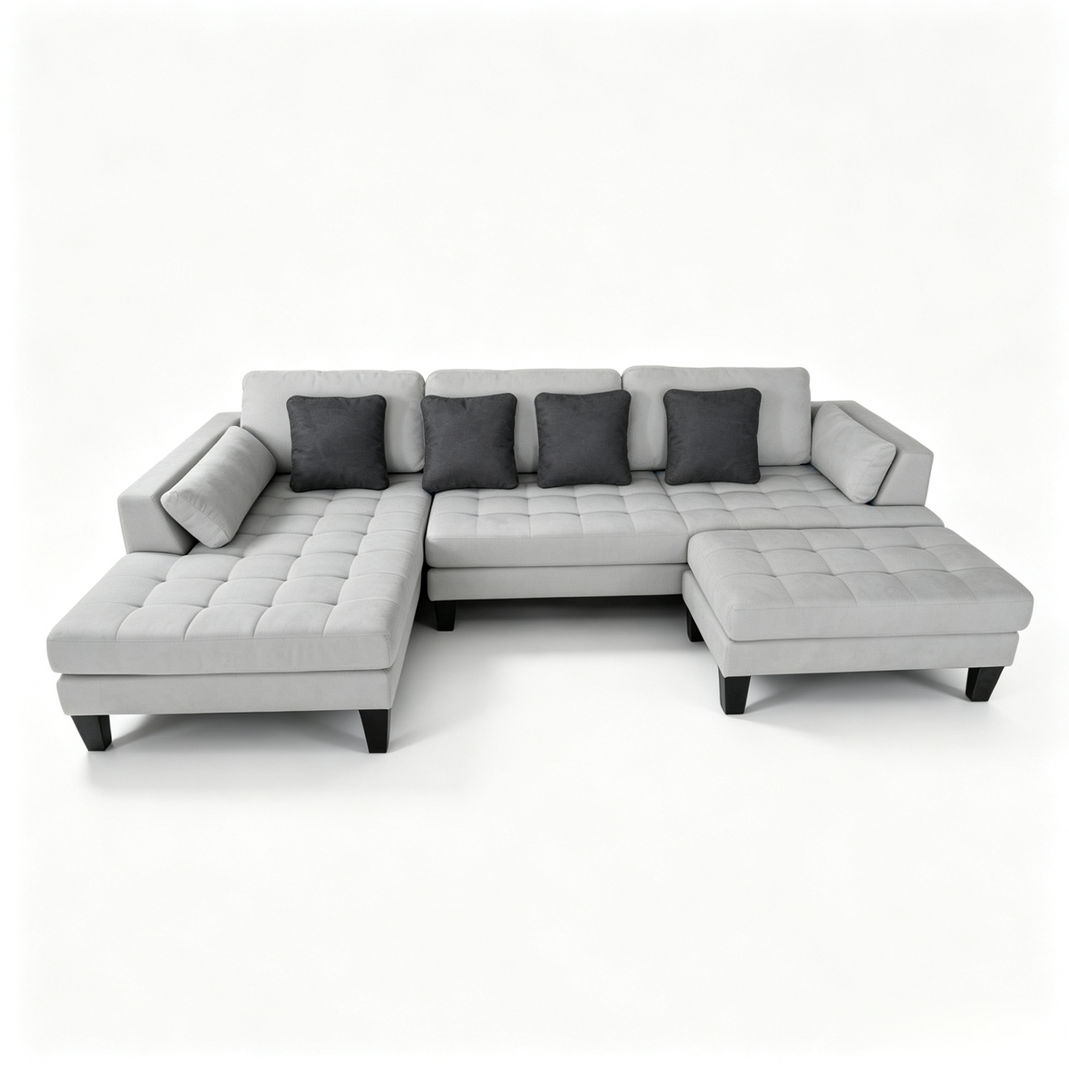 3-Piece Contemporary Microfiber Fabric Sectional Couch Sofa S168L