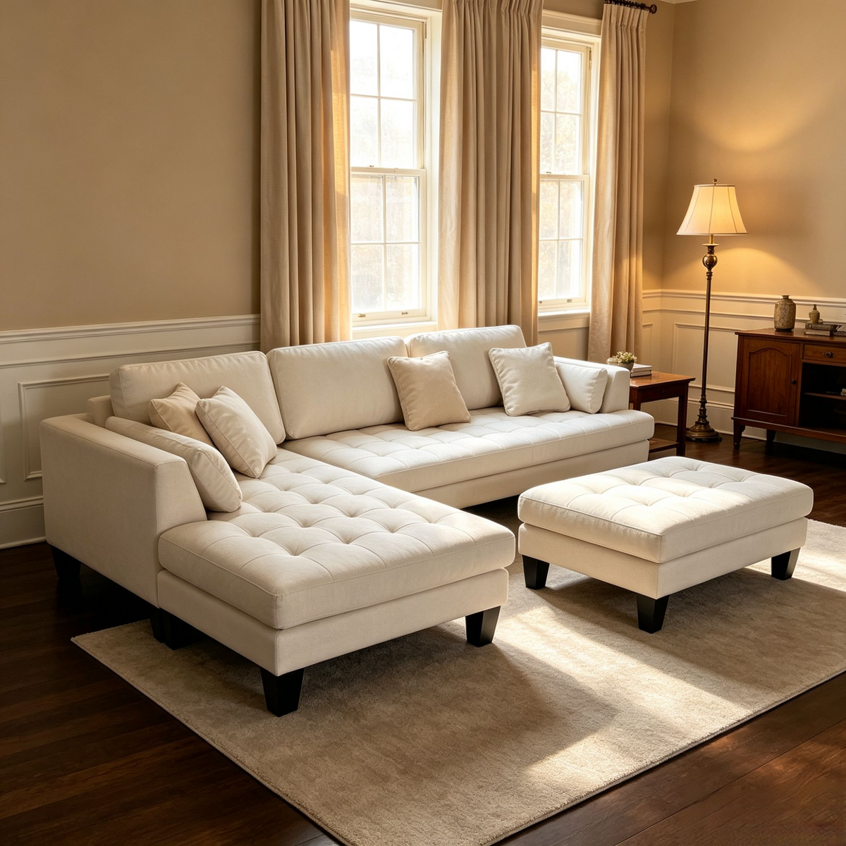 3-Piece Contemporary Microfiber Fabric Sectional Couch Sofa S168L