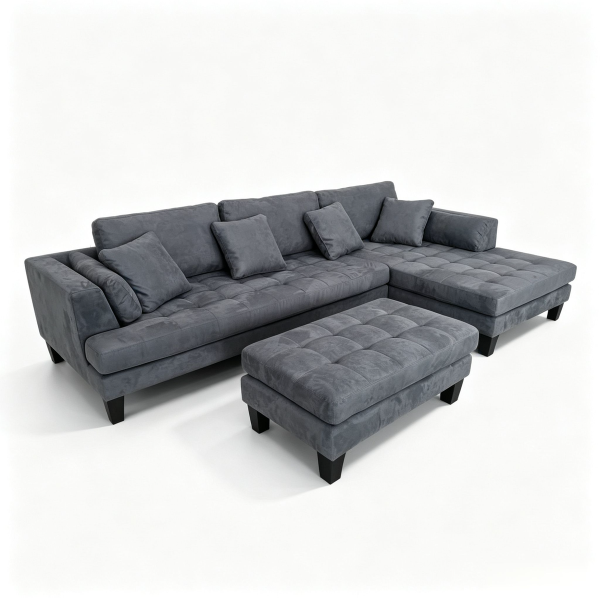 3-piece Contemporary Microfiber Fabric Sectional Couch Sofa S168