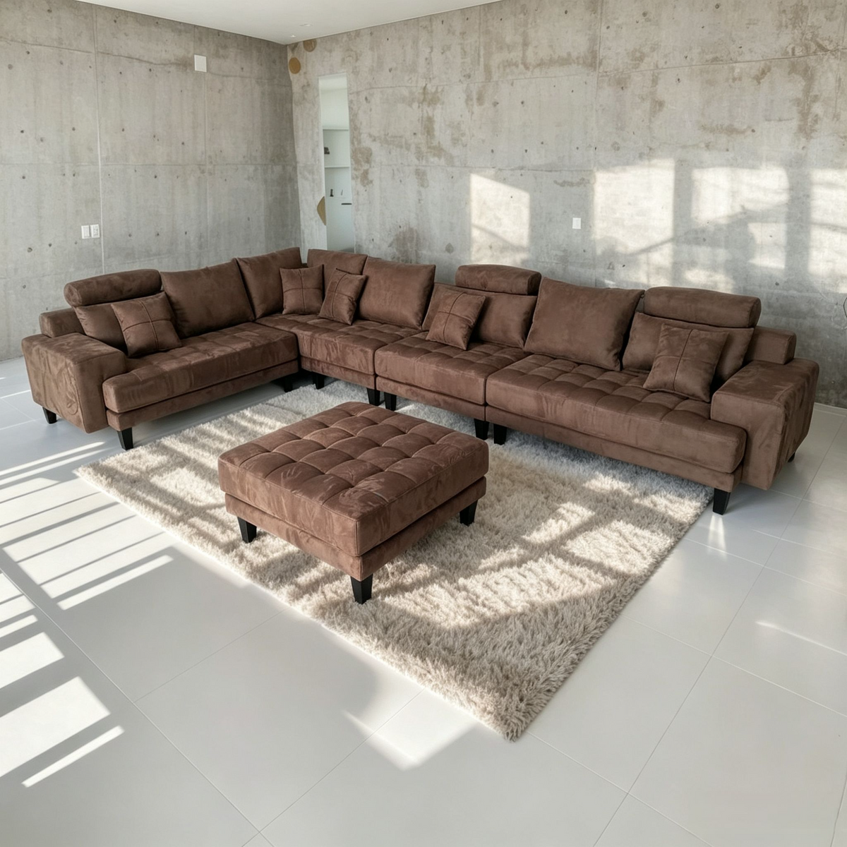 5-Piece S150DDG Modern Microfiber Reversible Sectional Fabric Sofa Set