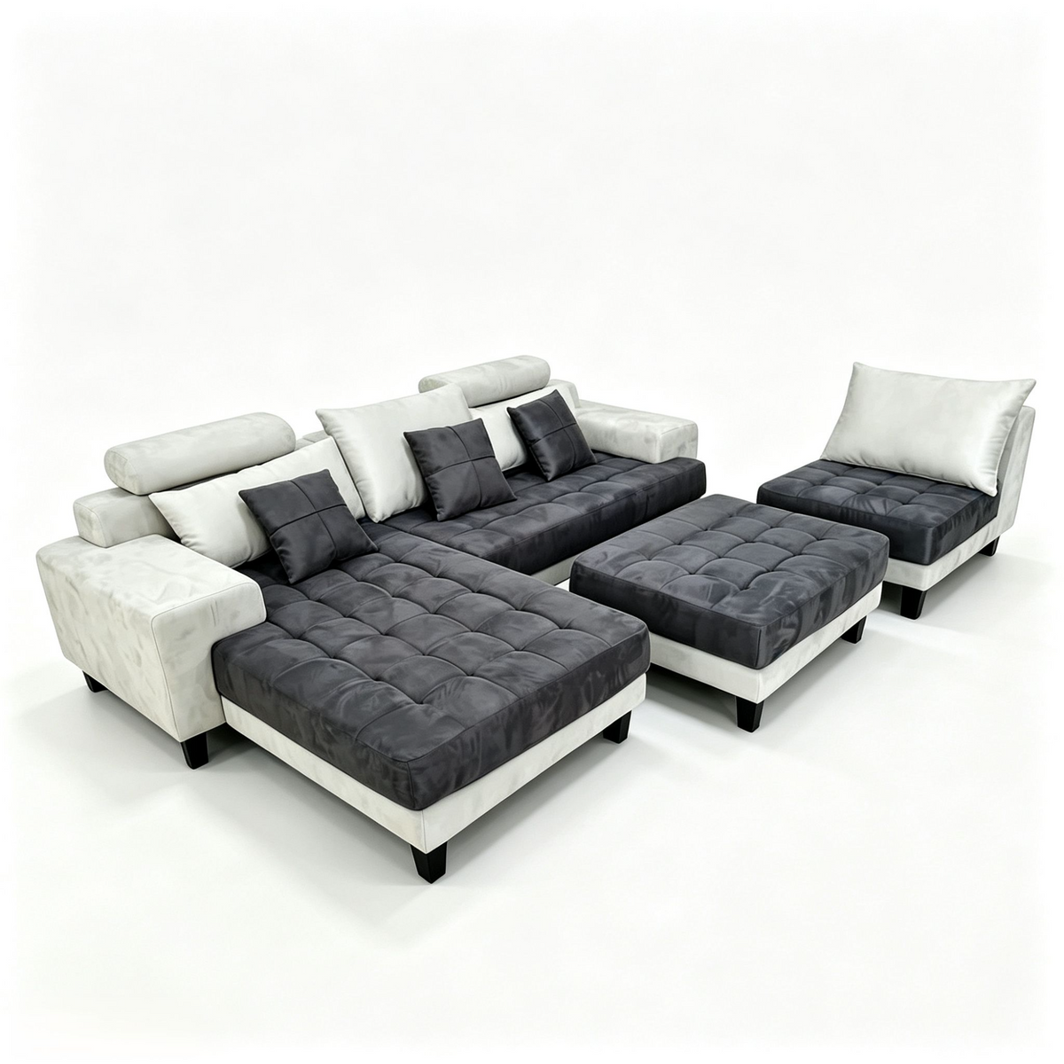 4-Piece Modular Microfiber Fabric Sectional Sofa Set S150CL