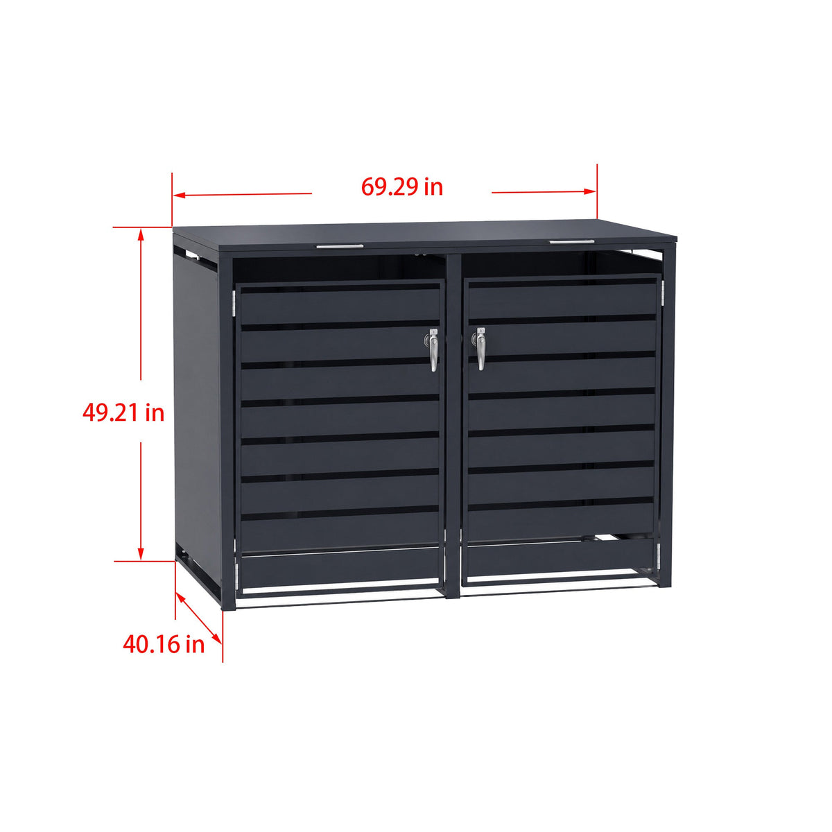 96 Gallon Double-door Steel Trash Can Enclosure - Grey & Wood Grain Options