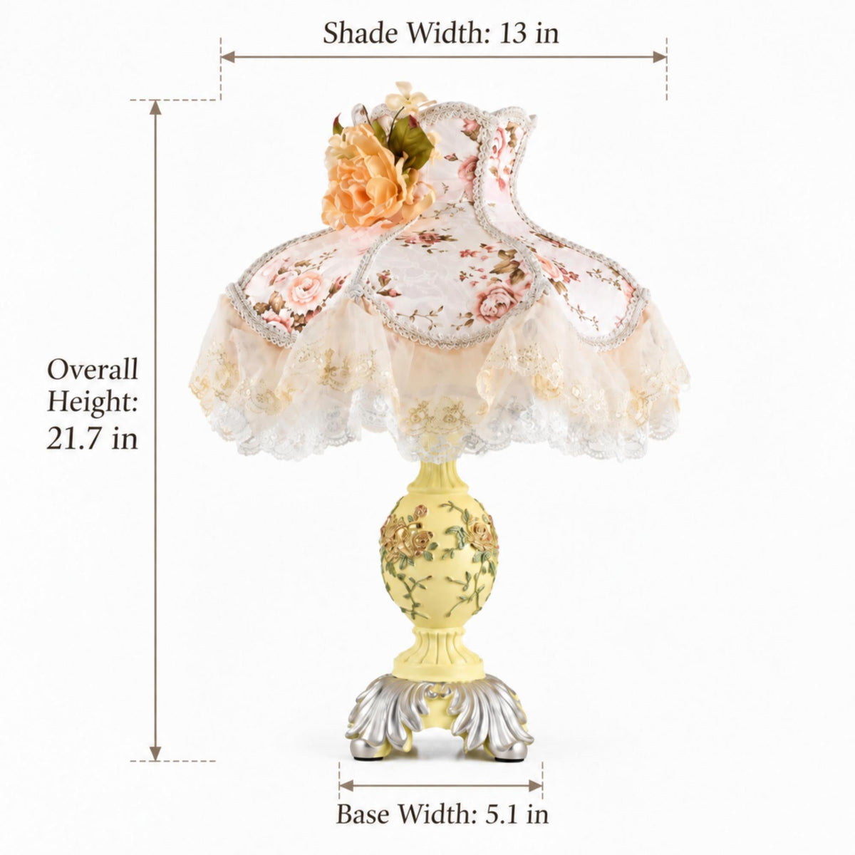 Romantic Cottage Table Lamp with Floral Lace Shade