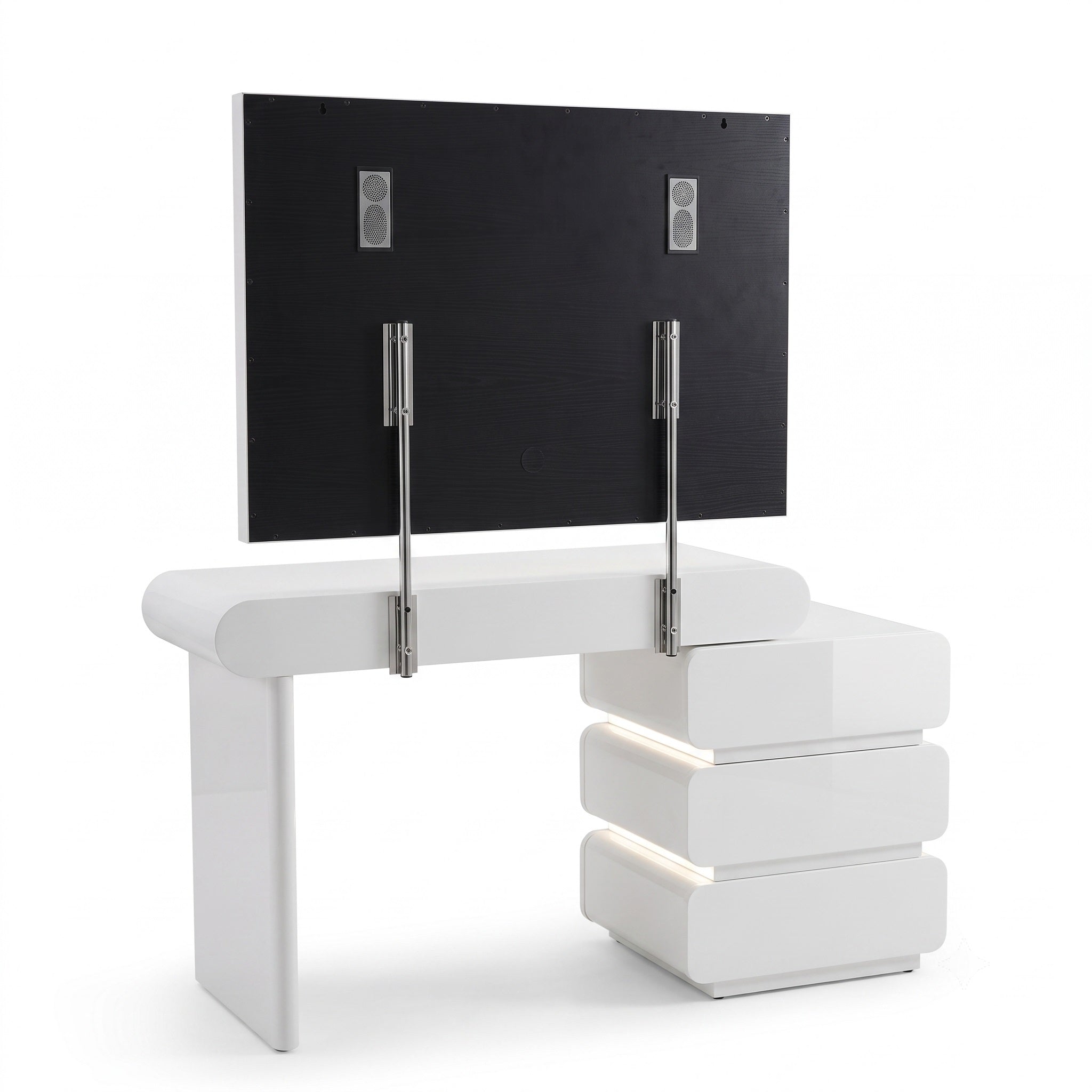 VANATII Jenny Vanity Desk Set With Movable Drawers & 18 LED Bulbs Mirror