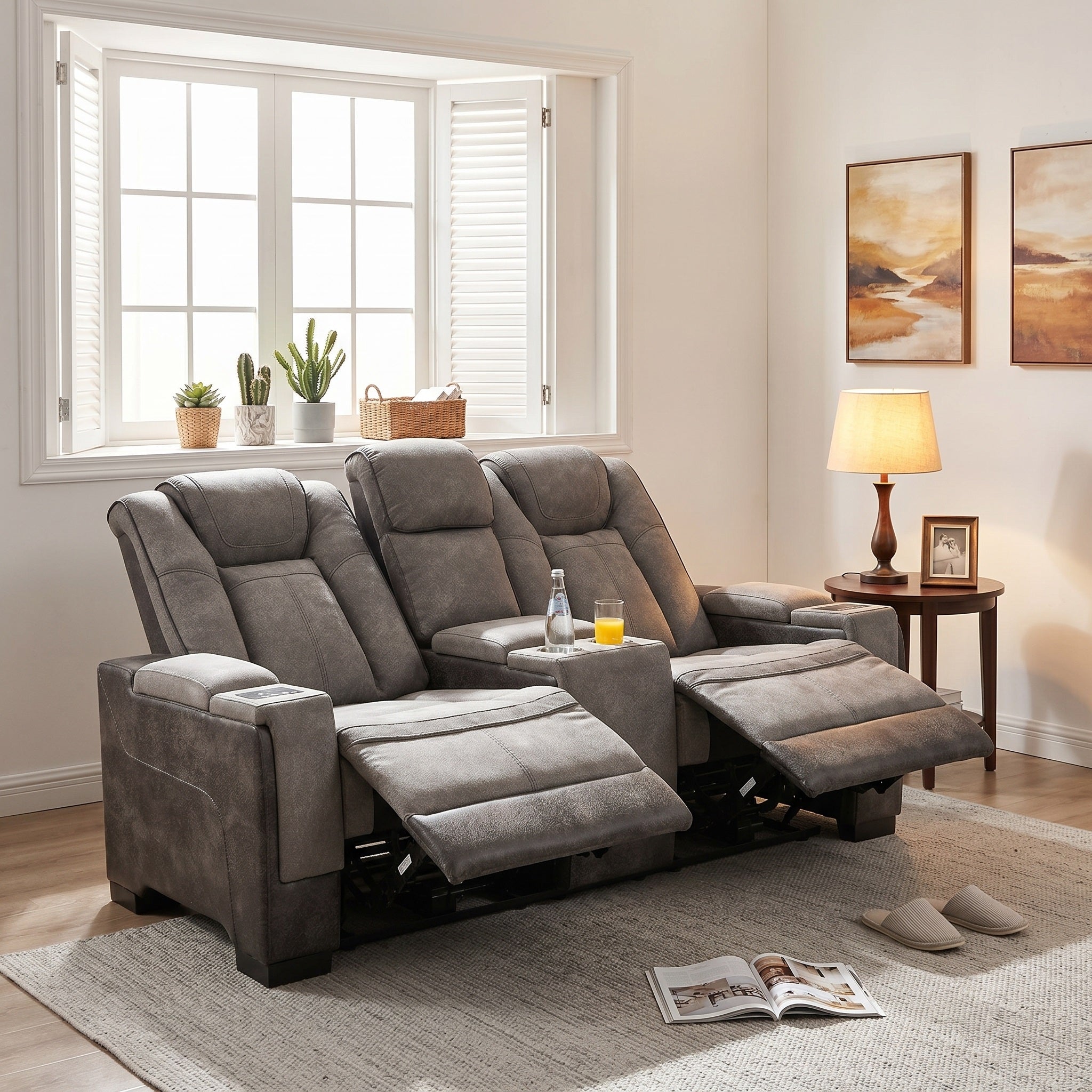 Charlie Modern Gray Power Recliner Loveseat