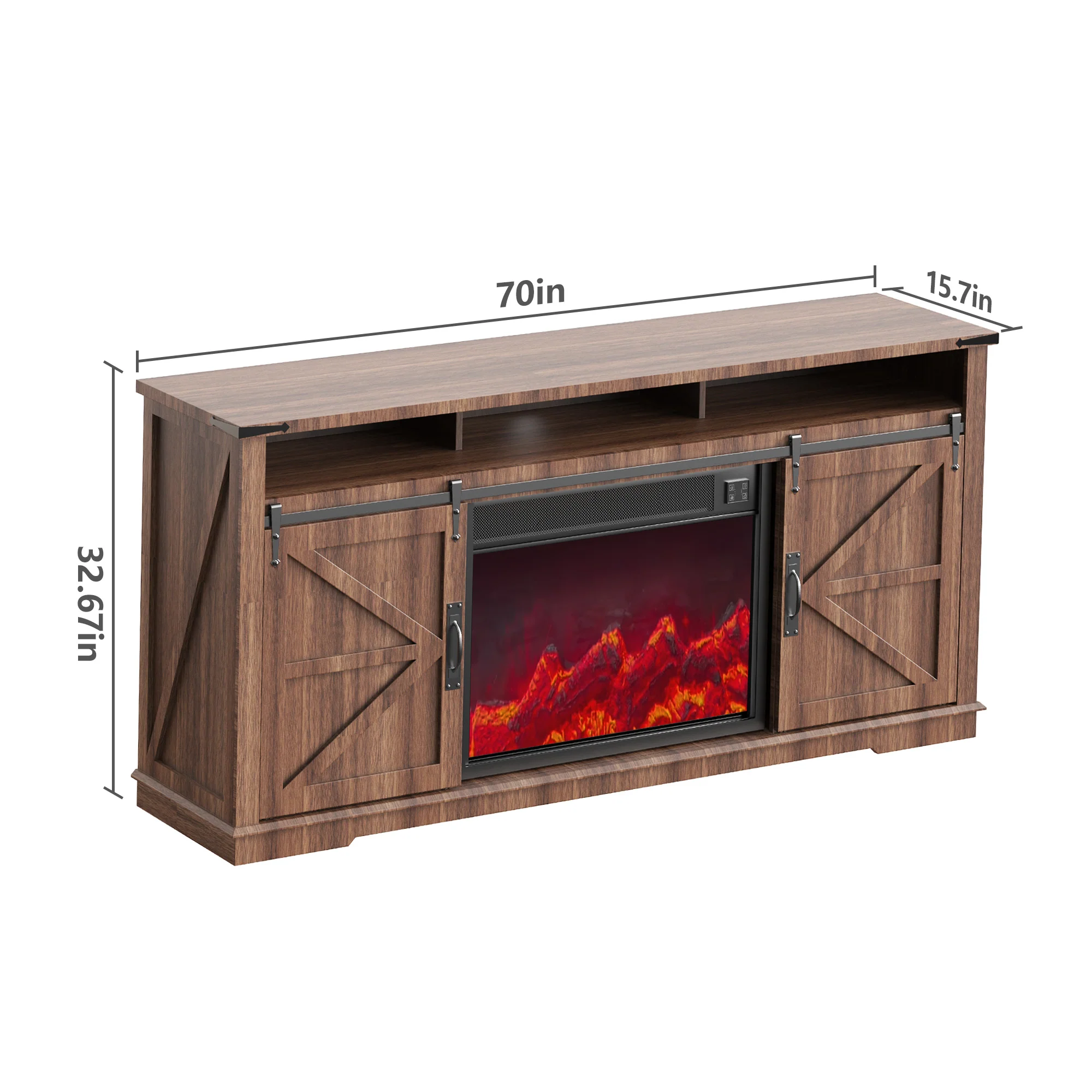 Fully Assembled 70" TV stand with an electronic fireplace