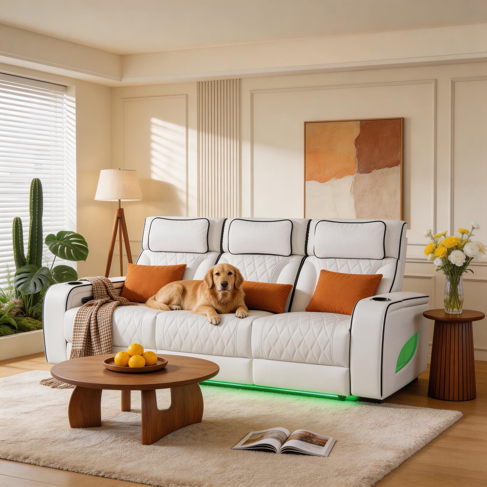 Jessie White Power Recliner 3-seater Sofa