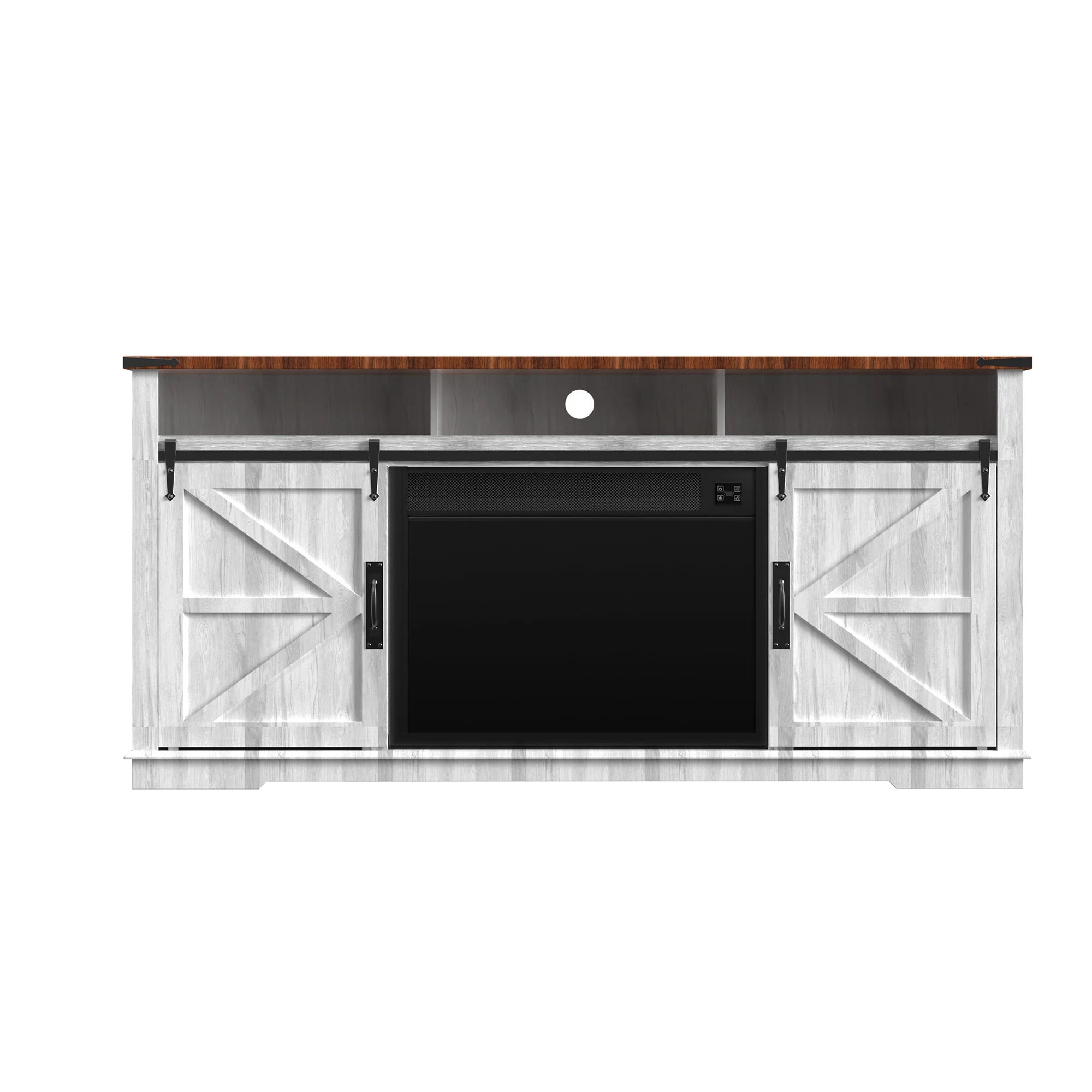 Fully Assembled 70" TV stand with an electronic fireplace