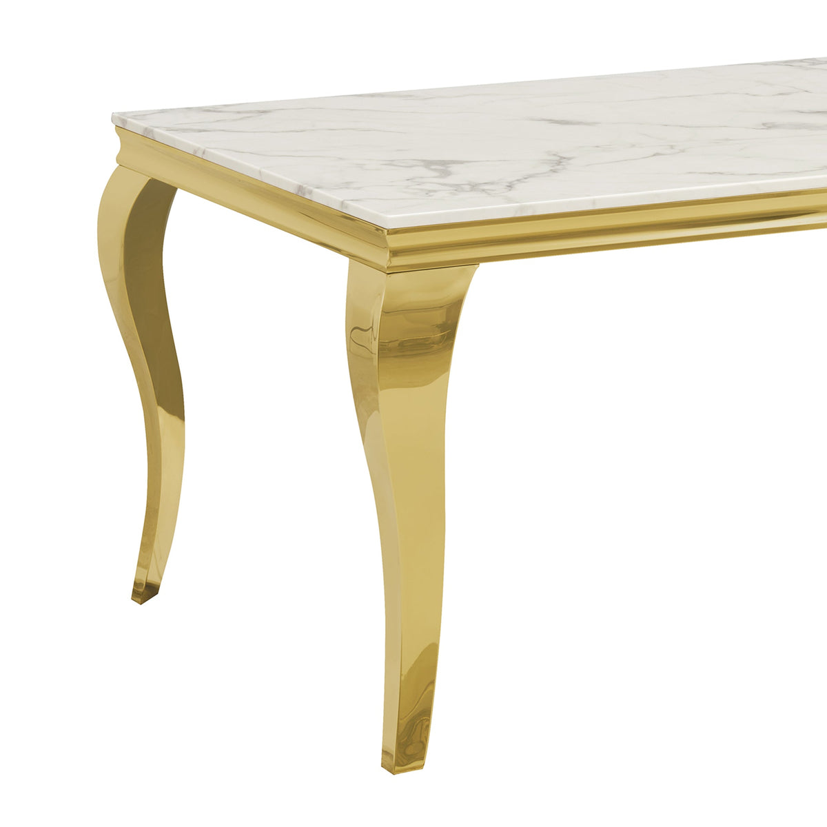 Gold Stainless Steel Marble Dining Table, Luxury Curved Leg Dining Room Table, 6 Seater Kitchen Dinner Table