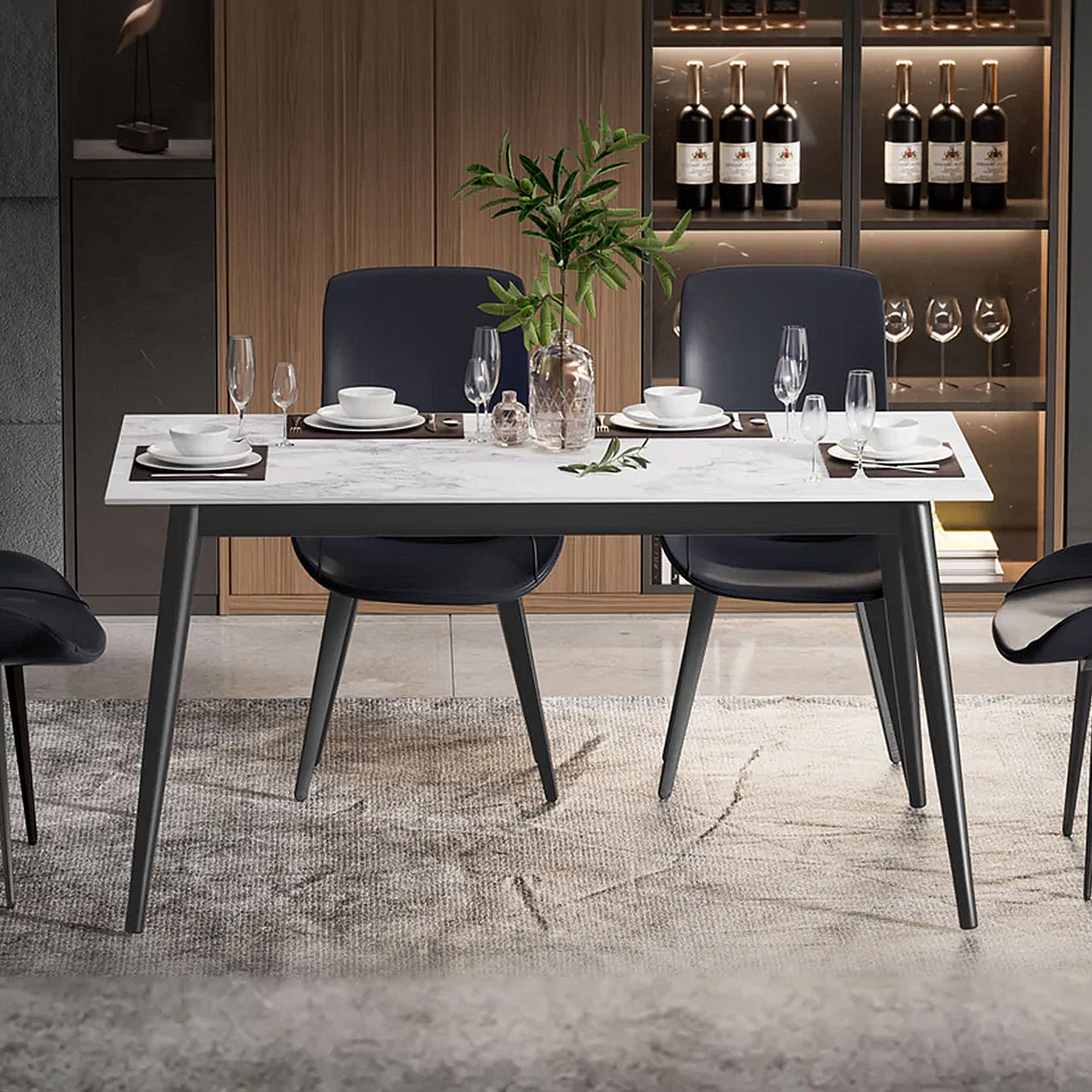 Black Stainless Steel Base Dining table (B0002-140)