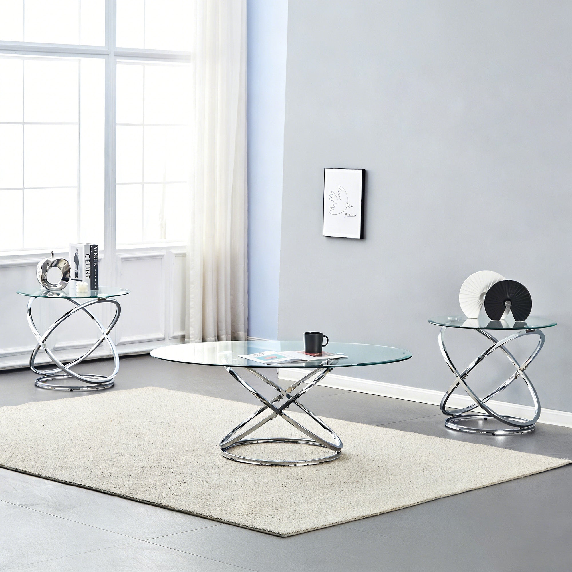 Glass Coffee Table and End Table Set of 3