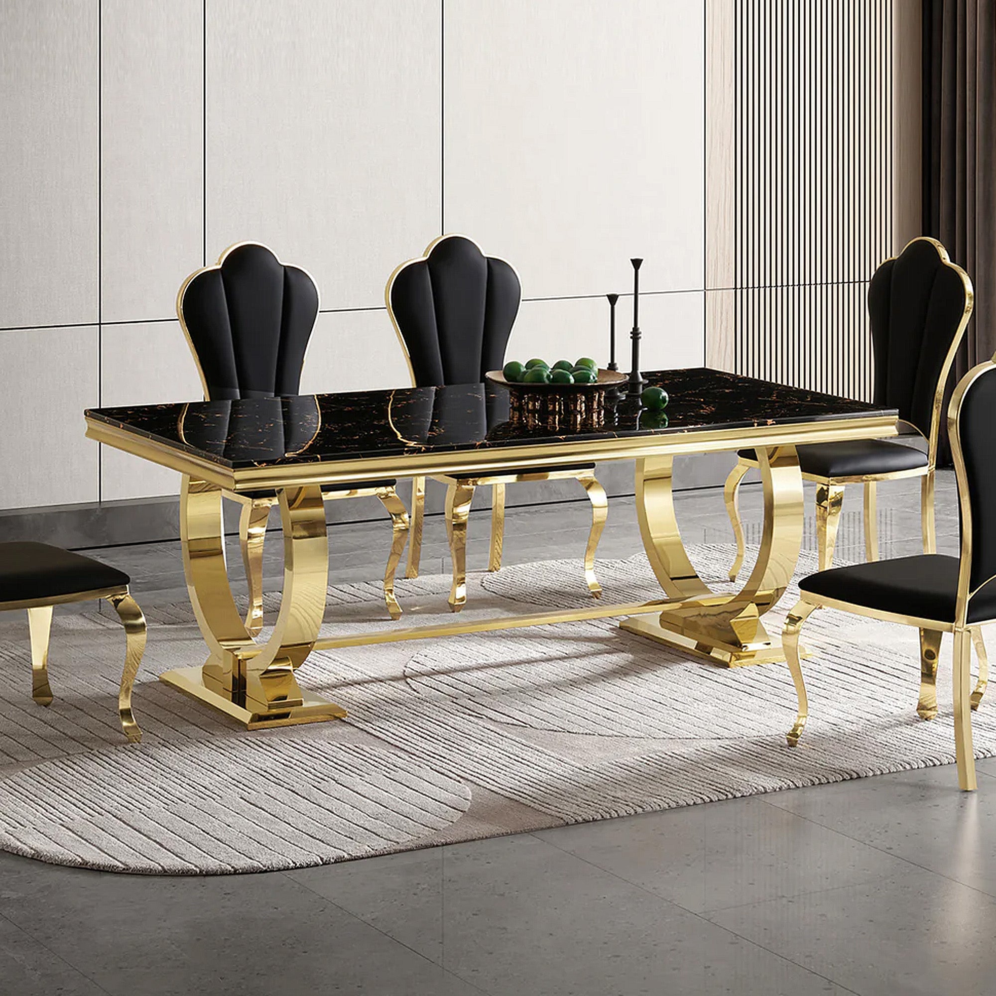 modern dining table with 20mm marble top for furniture store showroom display