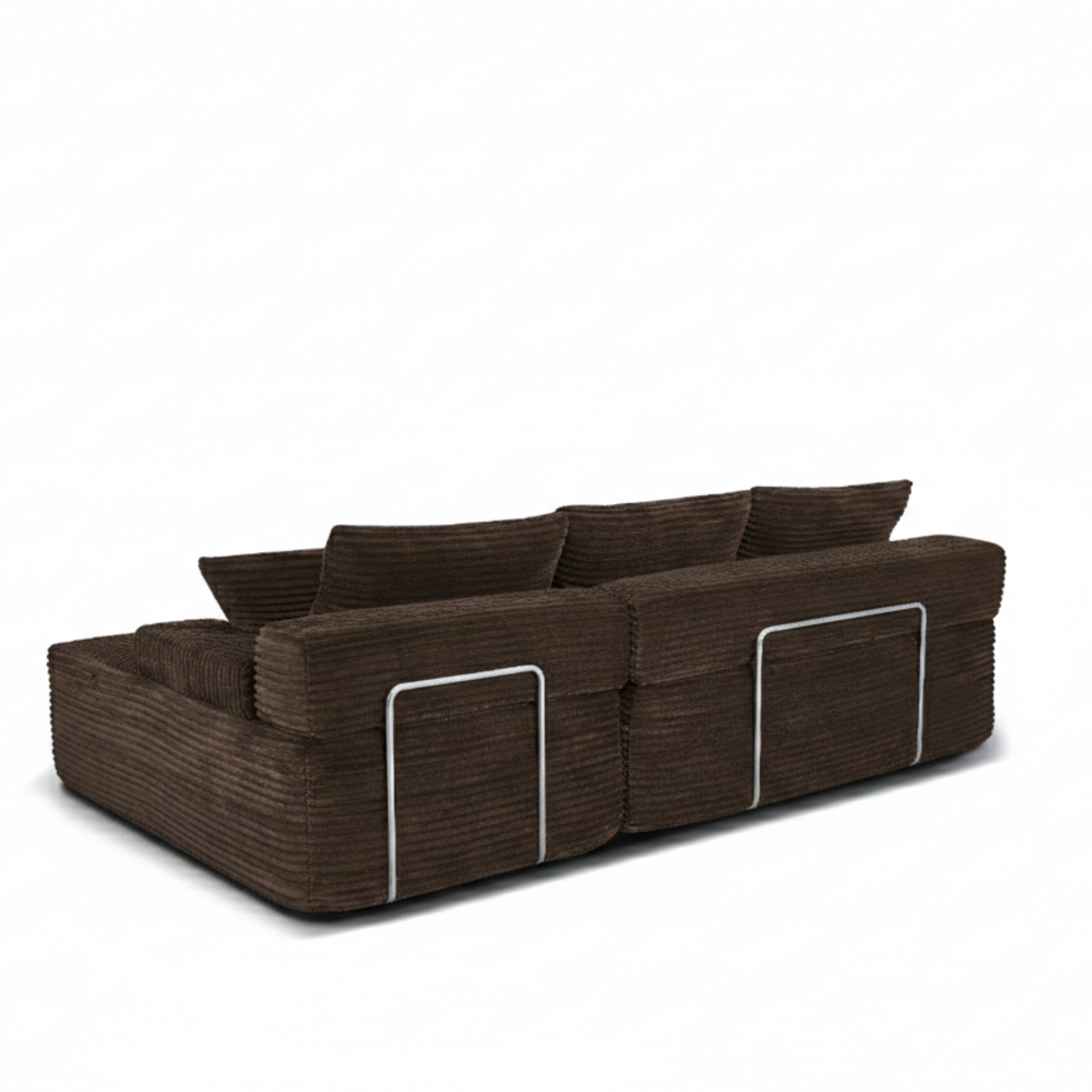 Modern Brown Corduroy Sectional Sofa, L-Shaped Couch