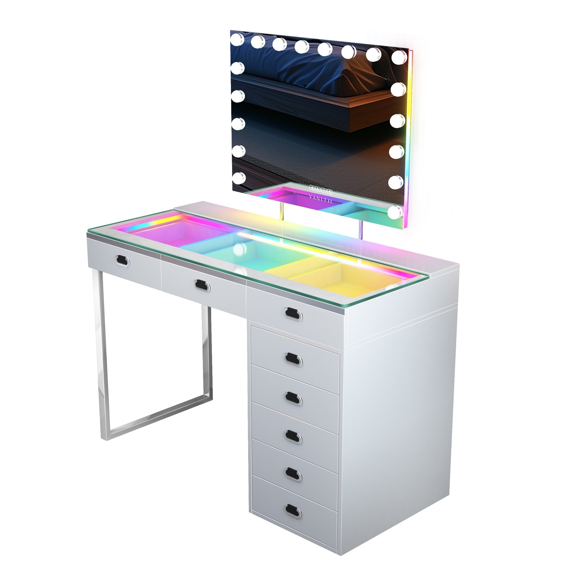 VANITII Chelsea Vanity Set with Hollywood Music Mirror