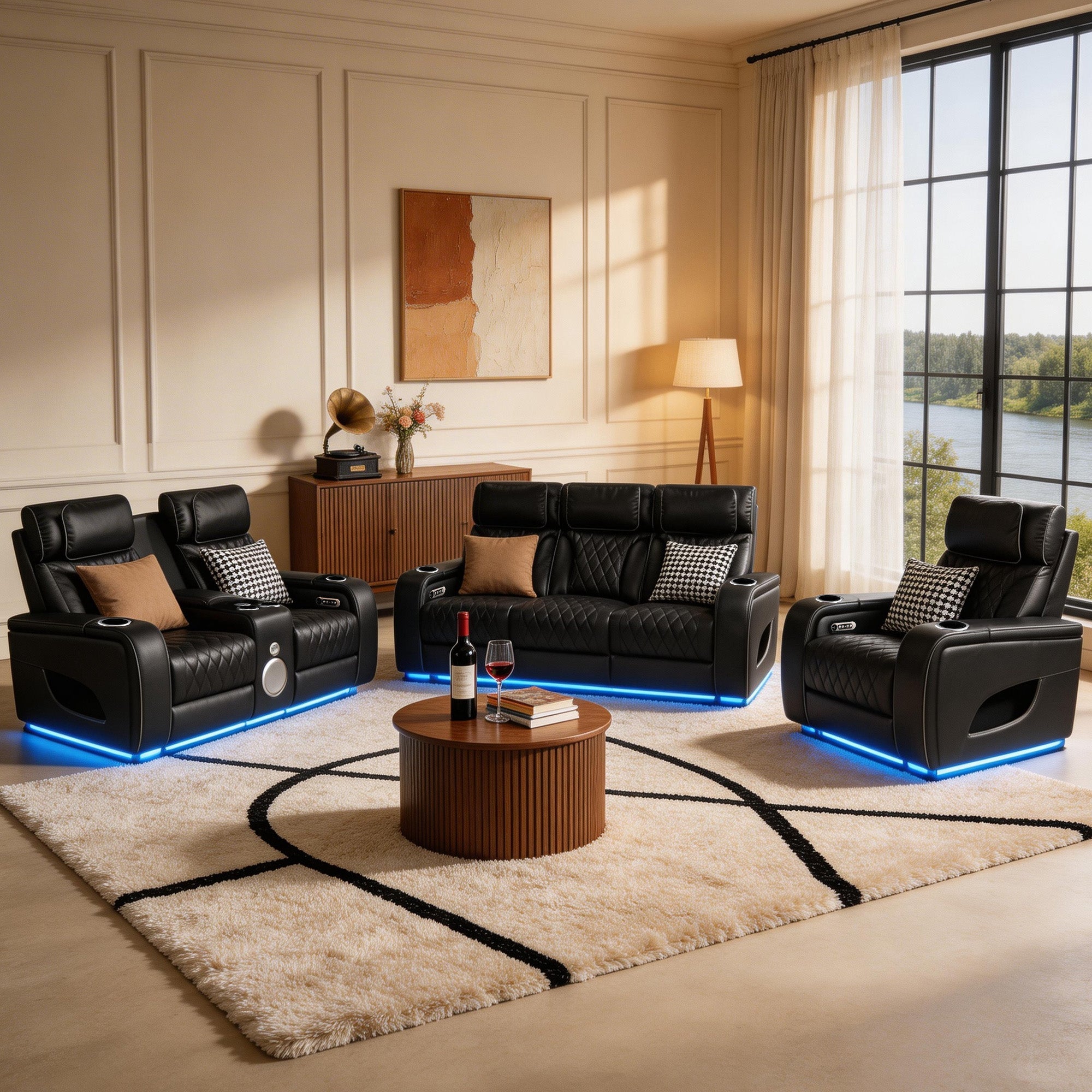 Jessie Luxury Black Power Recliner Sofa Set