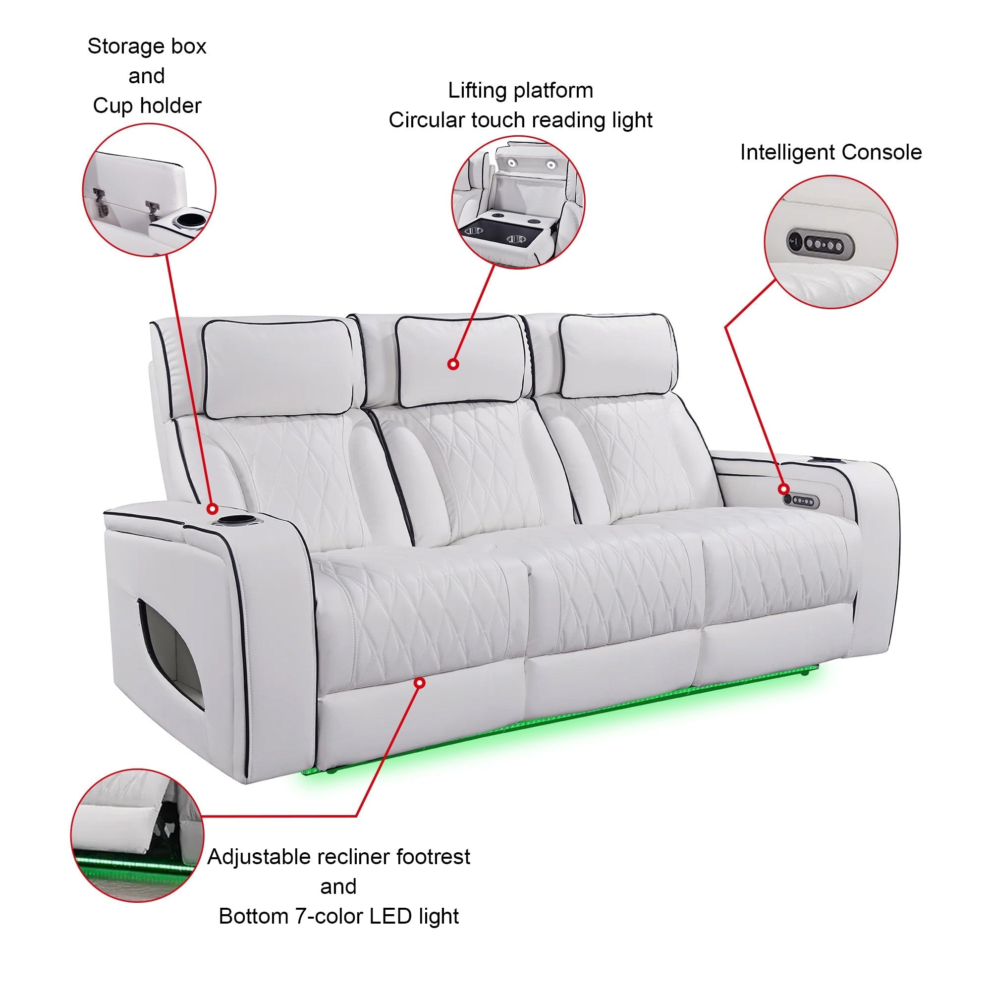 Jessie Power Recliner Black 3-seater Sofa