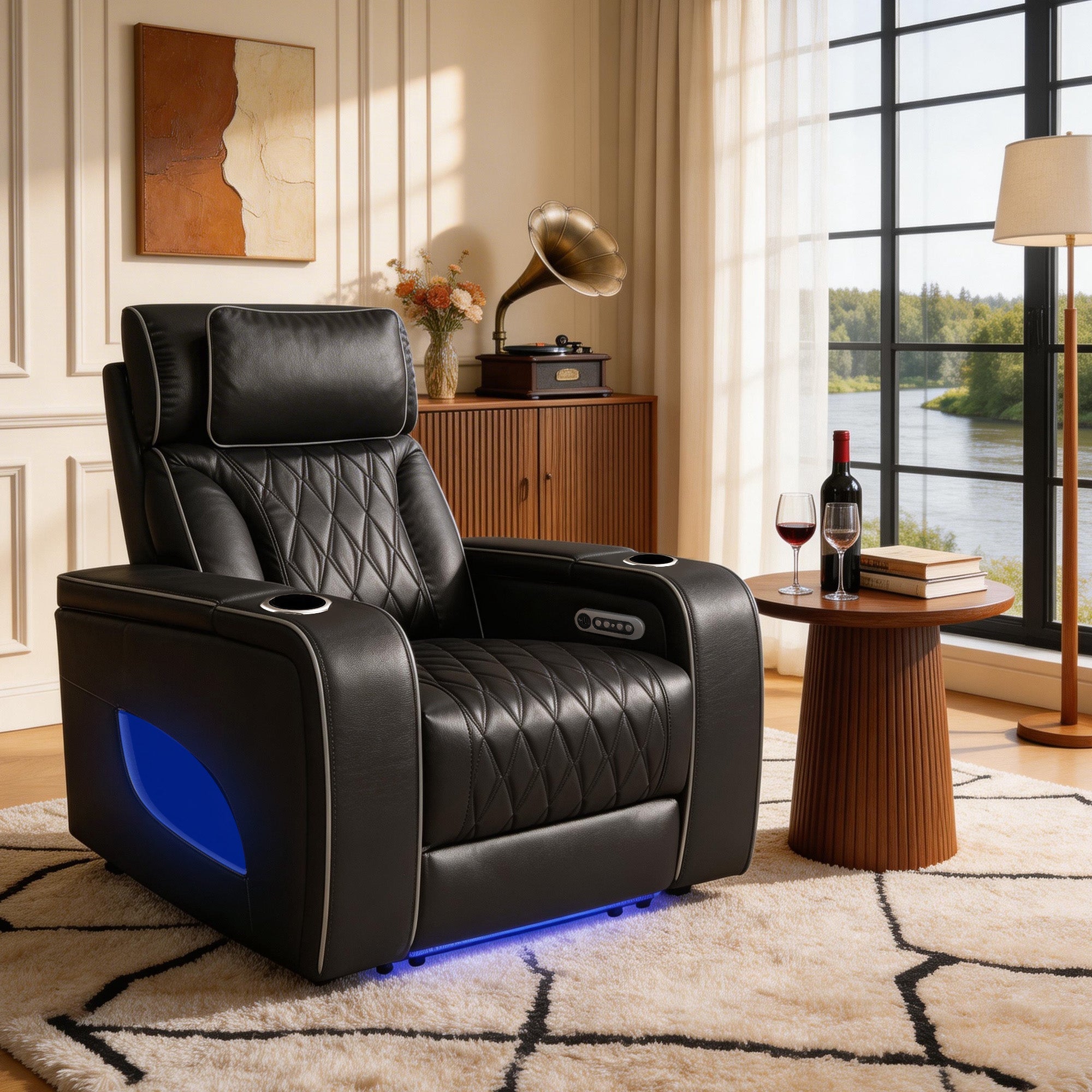Jessie Power Recliner Chair - Modern Black Leather Armchair