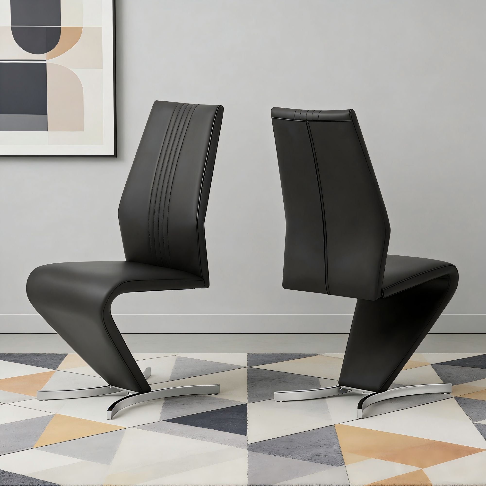 Black Faux Leather Dining Chairs