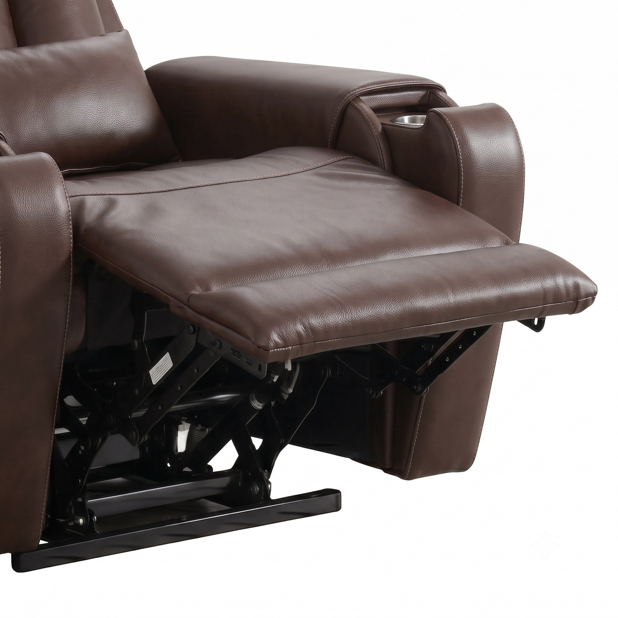 The triple-power reclining mechanism allows effortless angle adjustment from an upright to a fully reclined or lifted position.