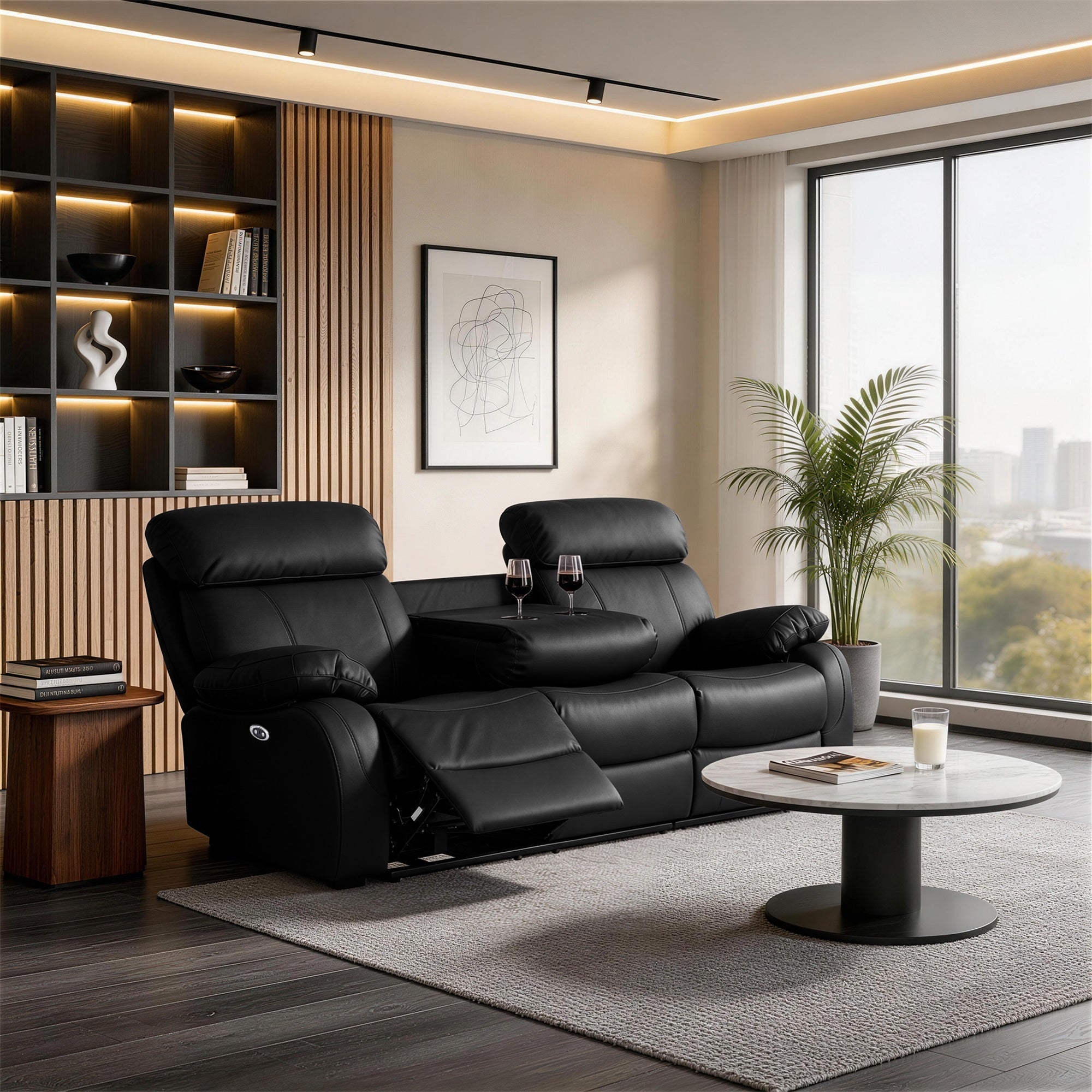 Power Recliner Sofa MR2041W Black