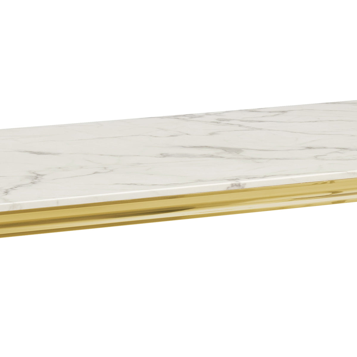 Gold Stainless Steel Marble Dining Table, Luxury Curved Leg Dining Room Table, 6 Seater Kitchen Dinner Table