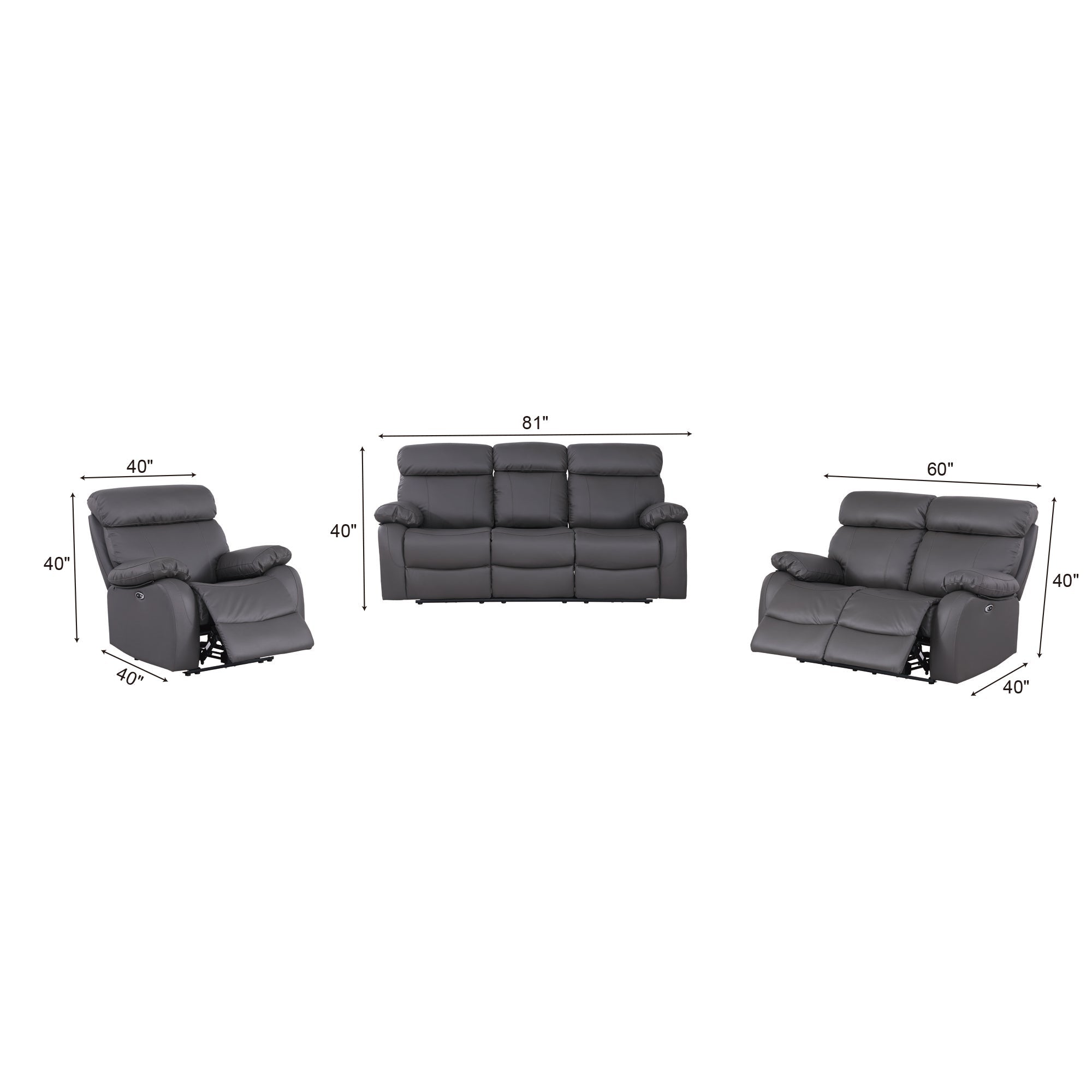 Power Recliner Chair MR2041W Gray