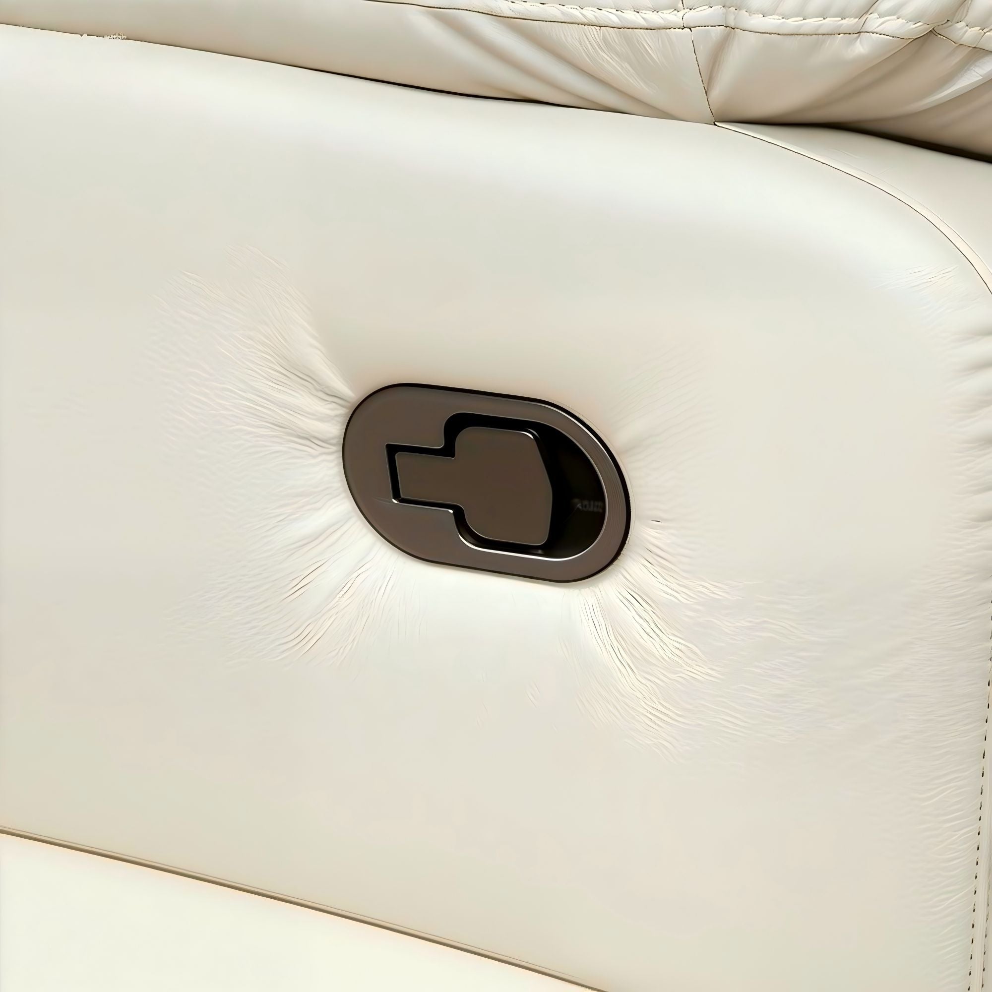 Lume Power Recliner 2-Seater Sofa in Ivory Faux Leather with Hidden Cupholders