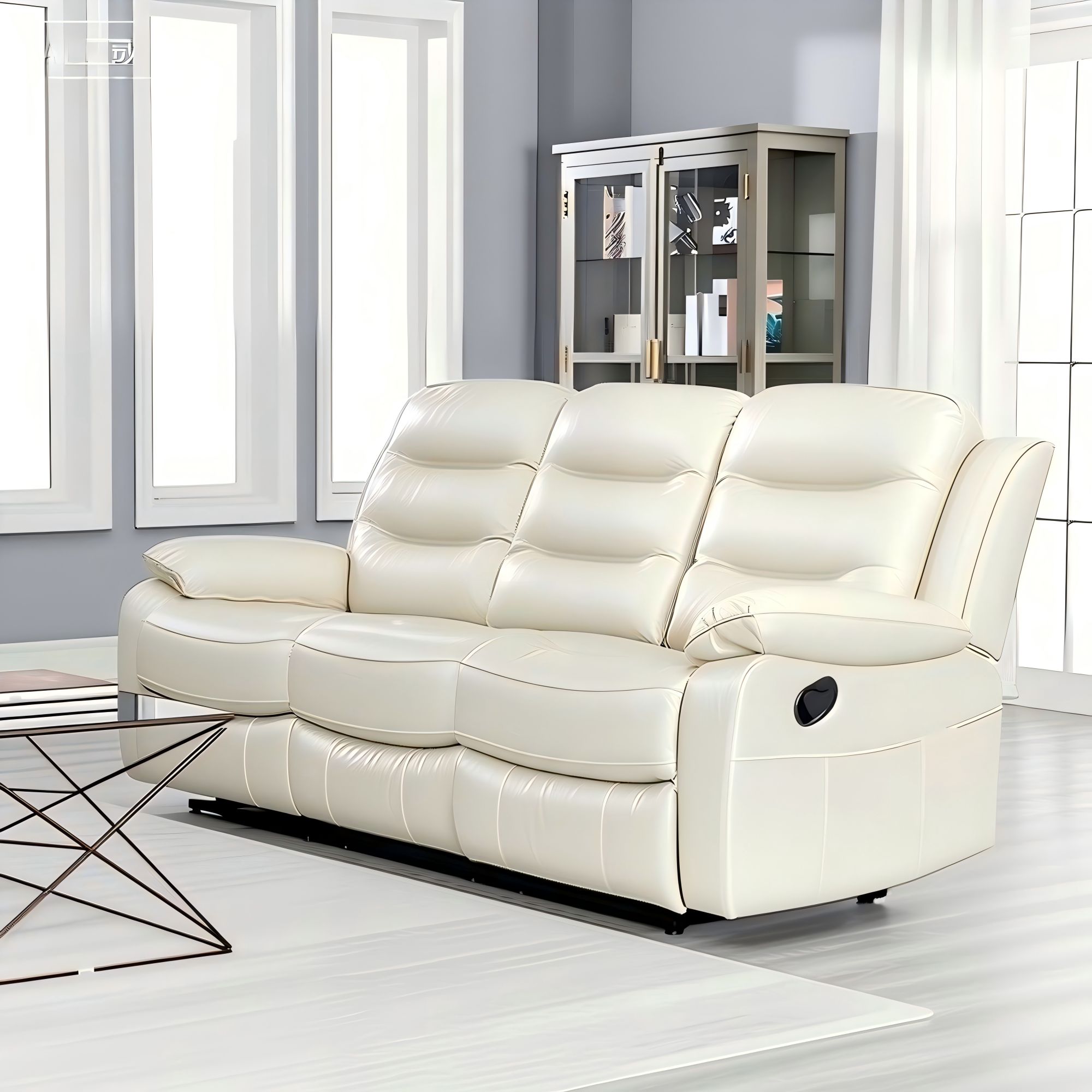 Dawn Cozy Ivory Power Reclining Sofa Set, Electric Recliner & 3-Seater Couch for Living Room