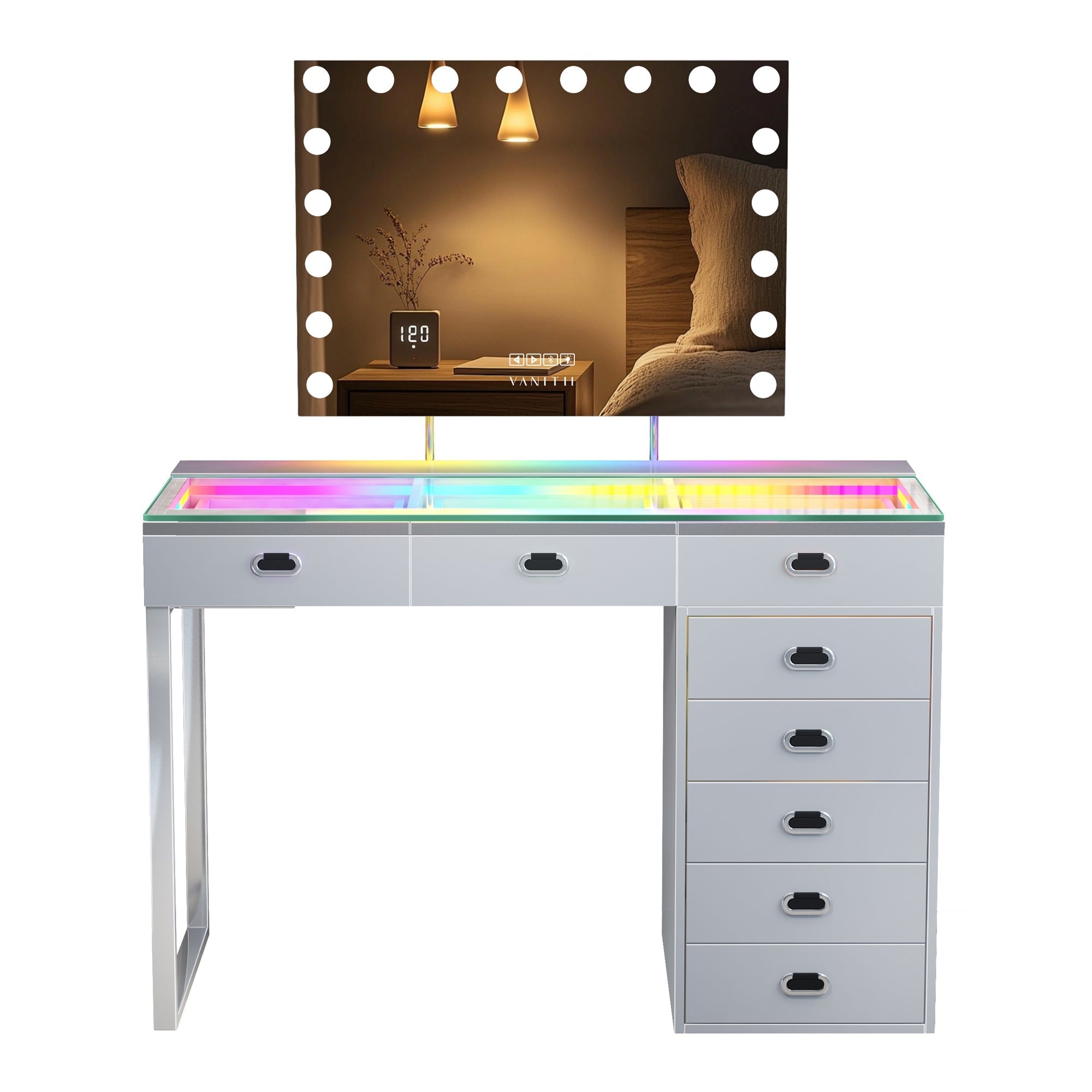 VANITII Chelsea Vanity Set with Hollywood Music Mirror