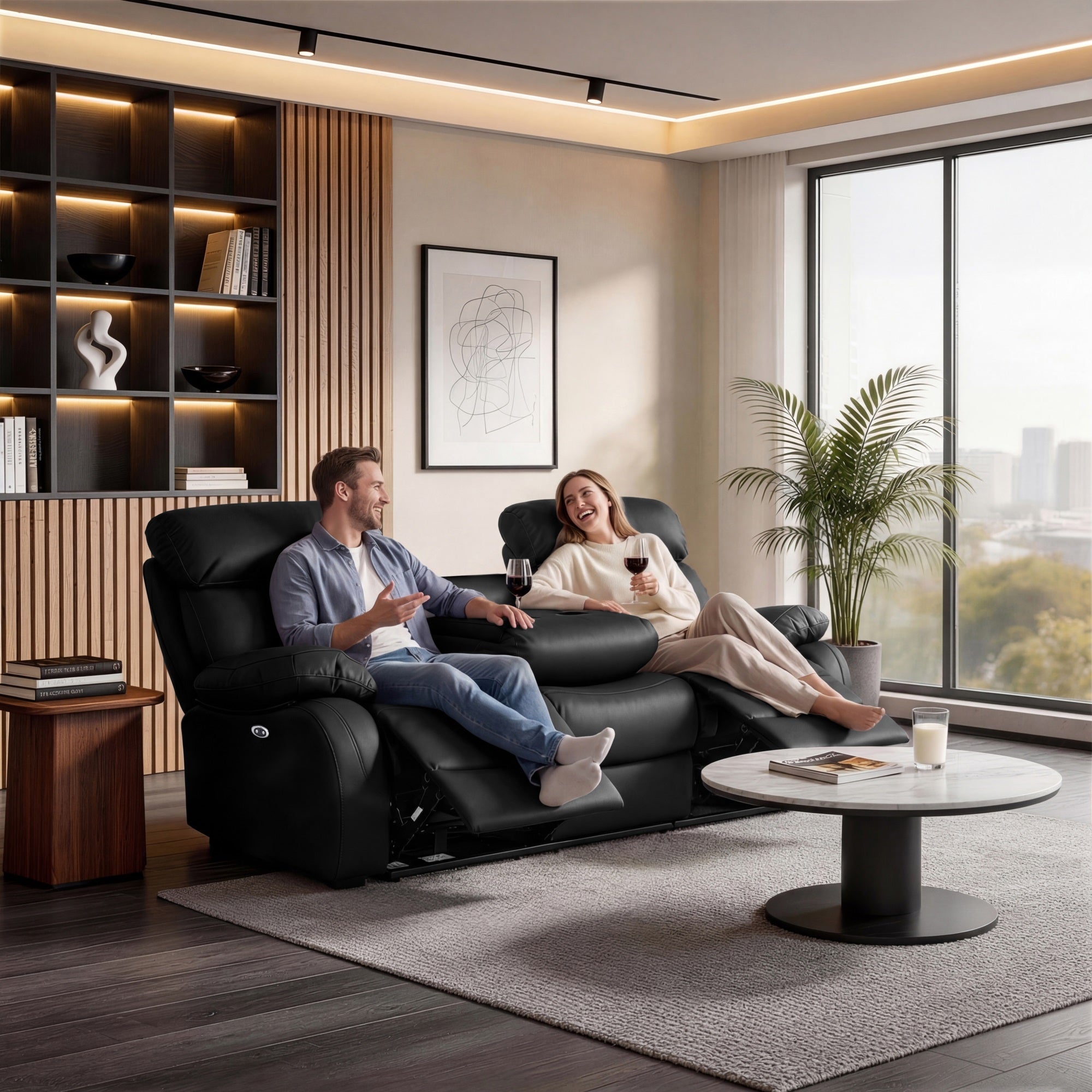 Power Recliner Sofa MR2041W Black