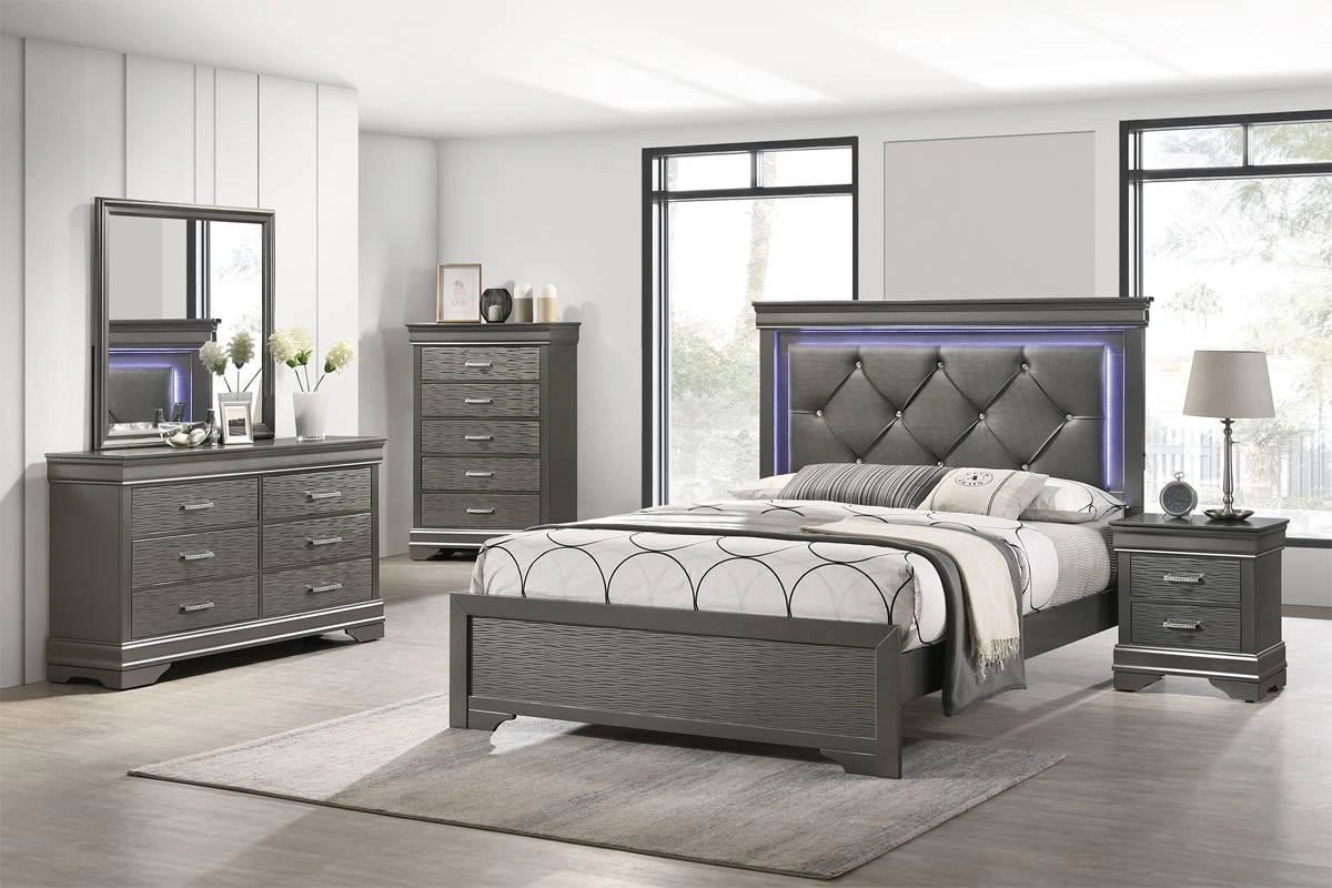 Liihfd Eastern King Bed in Gray / Dark Gray